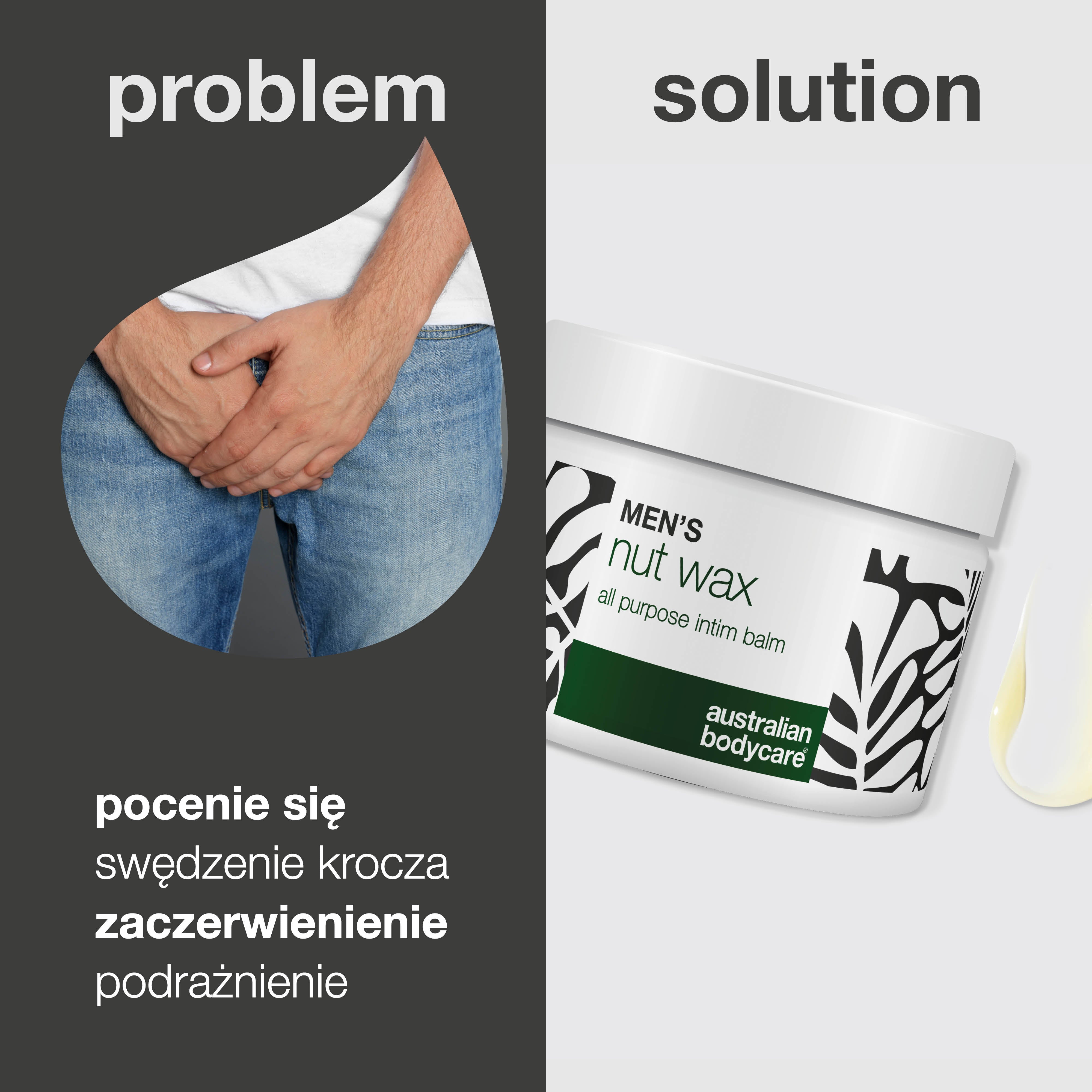 Wosk intymny dla mężczyzn redukuje pot, tarcie i zapach. Pielęgnuje wrażliwą skórę dzięki masłu shea, skwalanowi i kojącym składnikom.