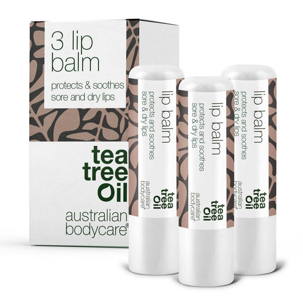 3x Balsam do ust z olejkiem z drzewa herbacianego na suche usta i opryszczkę