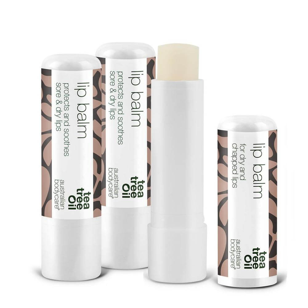 3x Balsam do ust z olejkiem z drzewa herbacianego na suche usta i opryszczkę