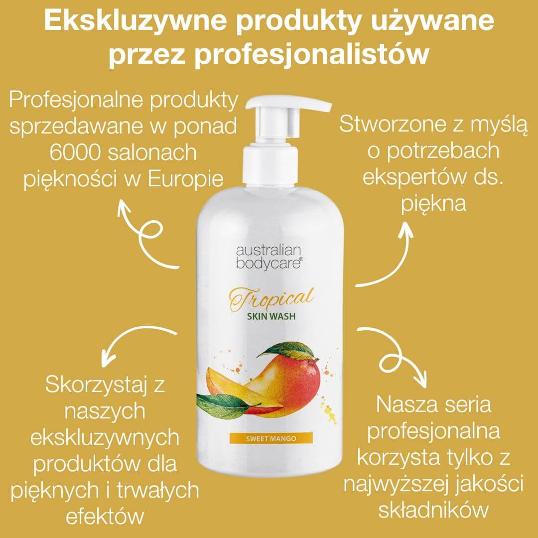 Tropikalny płyn do mycia ciała z mango - Płyn do mycia ciała z Tea Tree olejkiem i mango dla czystej i zdrowej skóry