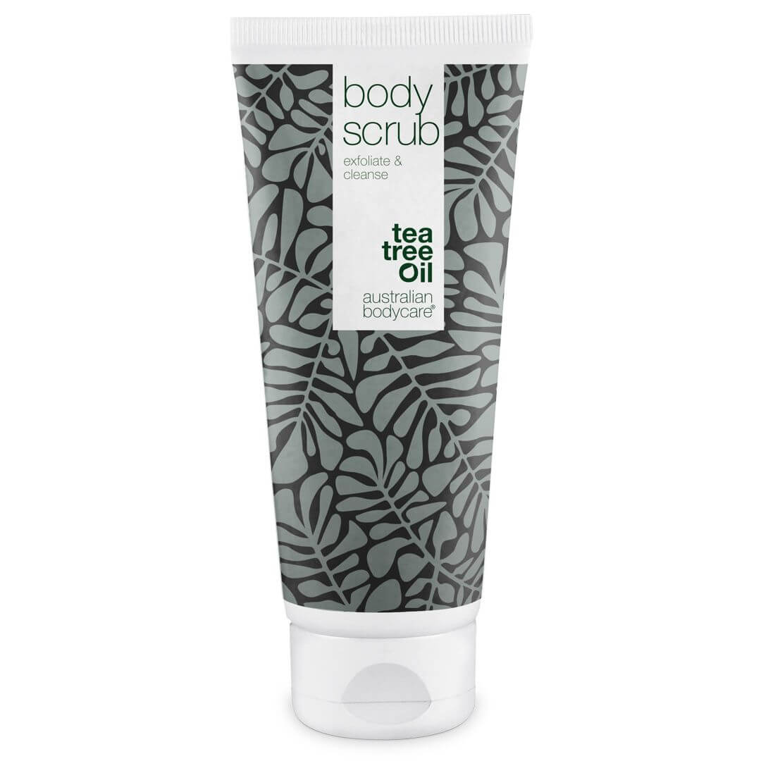 Peeling do ciała dla skóry trądzikowej - Głęboko oczyszczający peeling z 100% naturalnym olejkiem z drzewa herbacianego, przeciw zaskórnikom i rozszerzonym porom