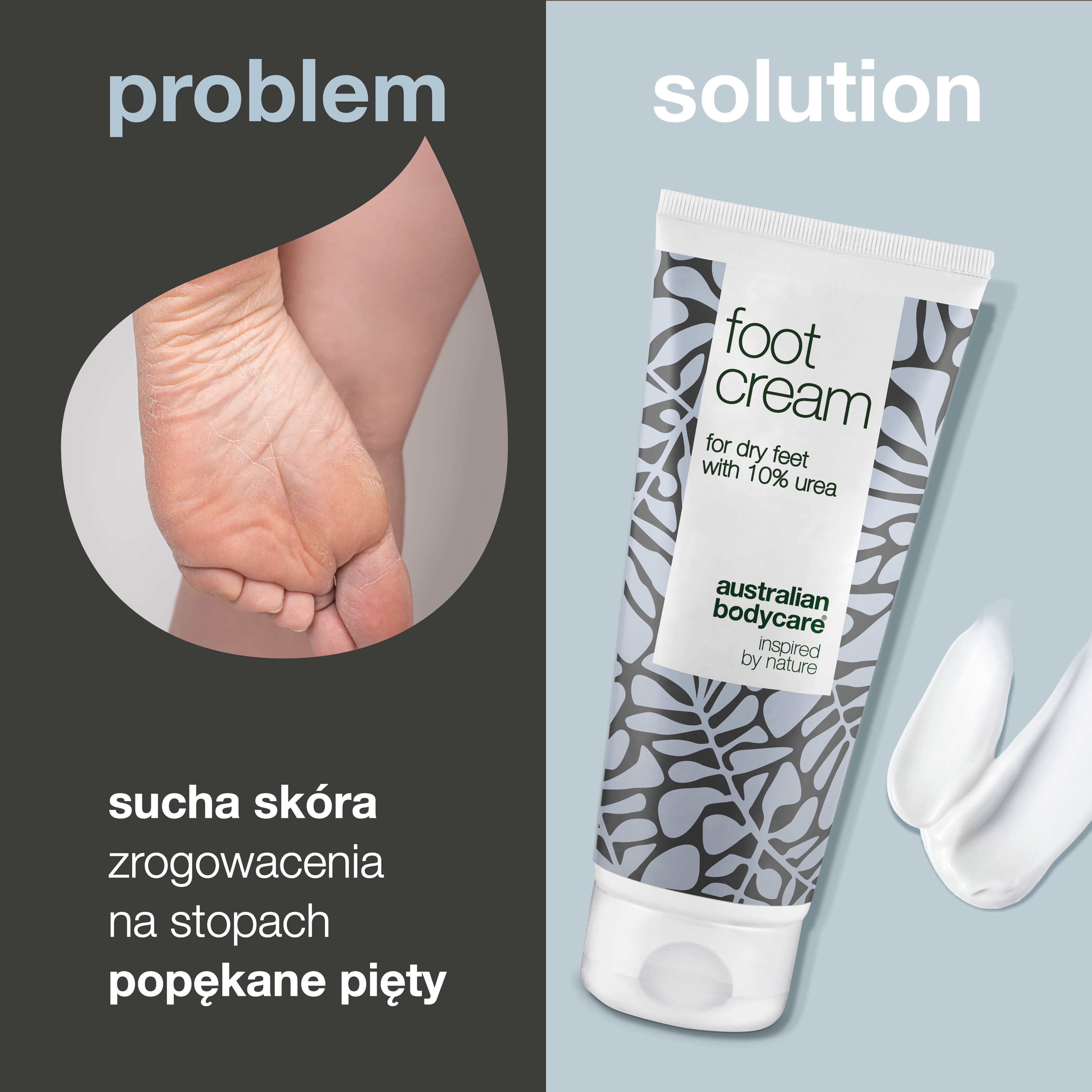 Krem do stóp z mocznikiem 10% do suchych stóp — odżywczy krem ​​do suchych stóp ze 100% naturalnym olejkiem z drzewa herbacianego
