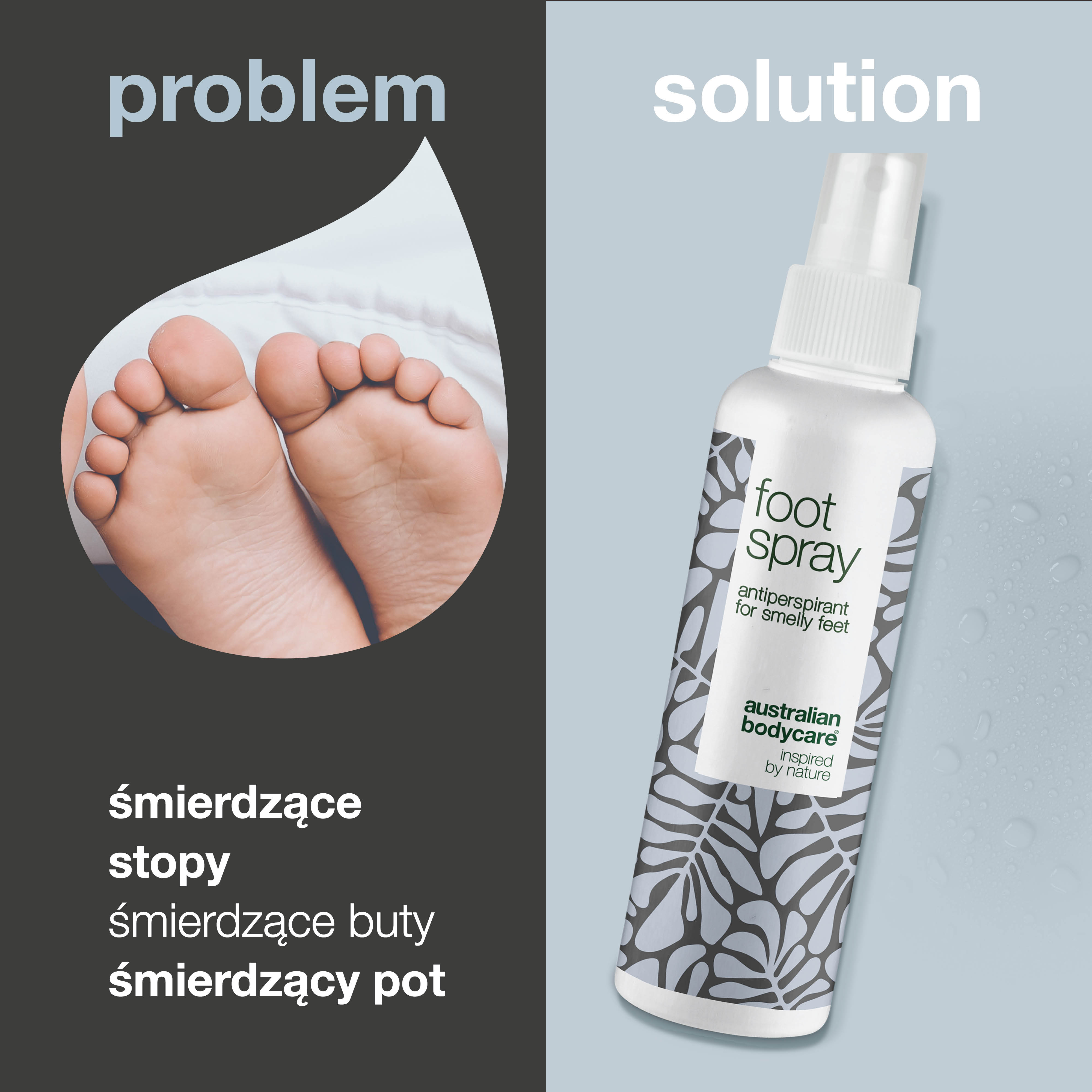 Antyzapachowy spray do stóp - Antyperspirant w sprayu do spoconych, śmierdzących stóp i palców