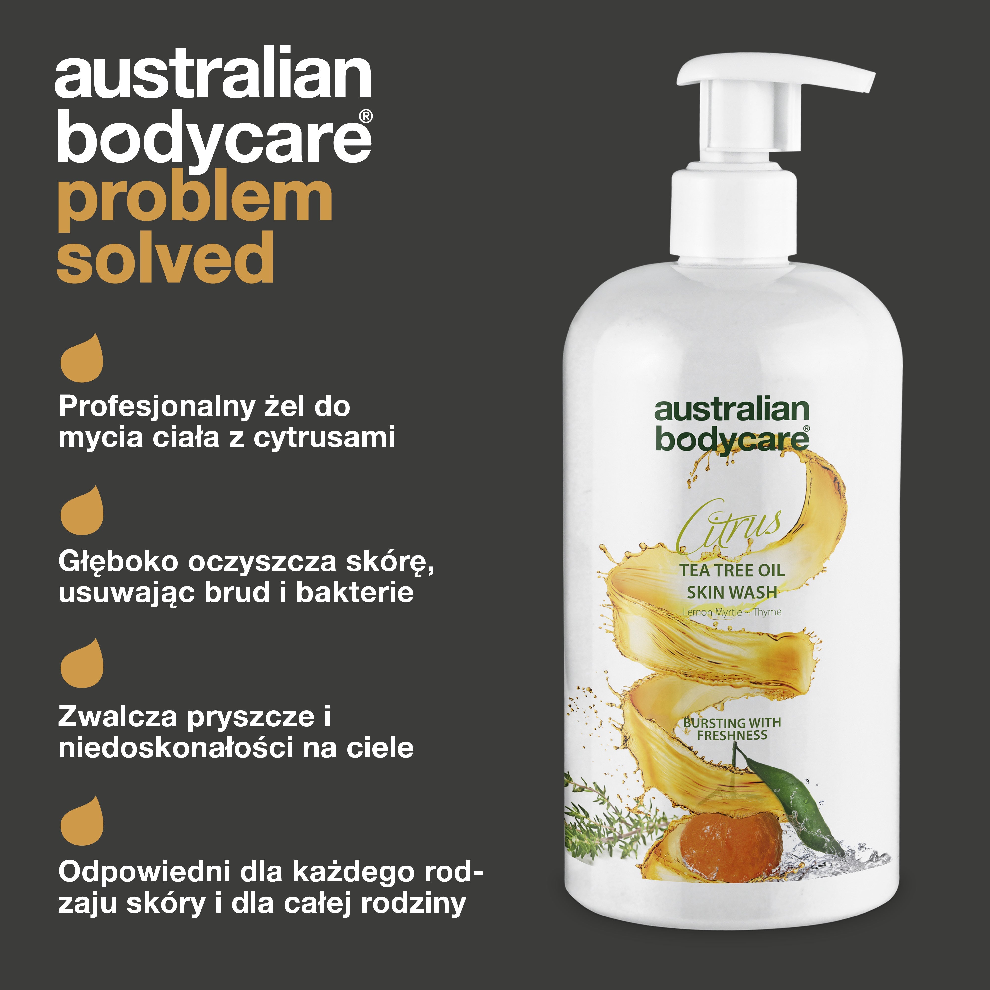 Professional Citrus Skin Cleanser: Profesjonalny płyn do mycia ciała z olejkiem z drzewa herbacianego i cytrusami do codziennego użytku