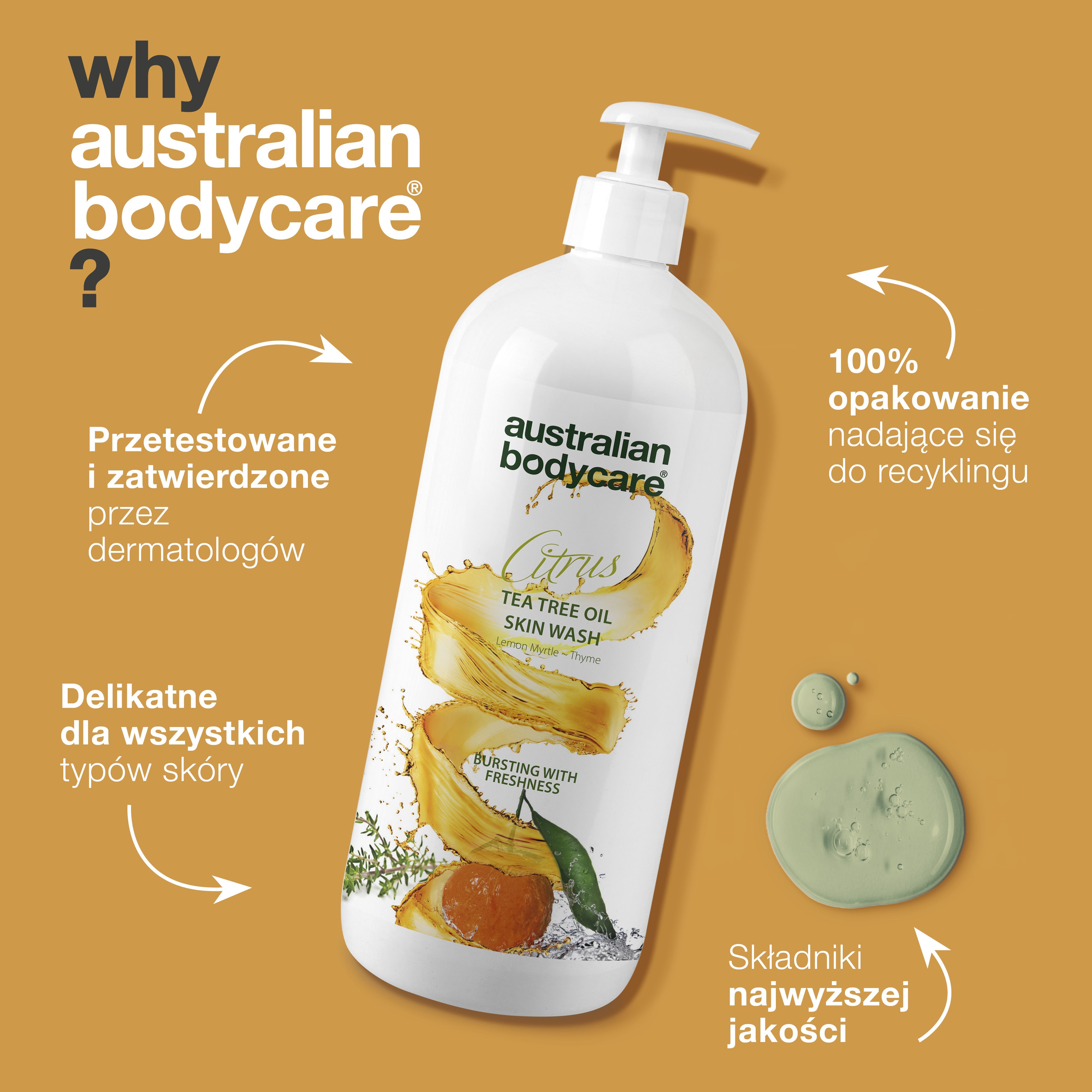 Professional Citrus Skin Cleanser: Profesjonalny płyn do mycia ciała z olejkiem z drzewa herbacianego i cytrusami do codziennego użytku