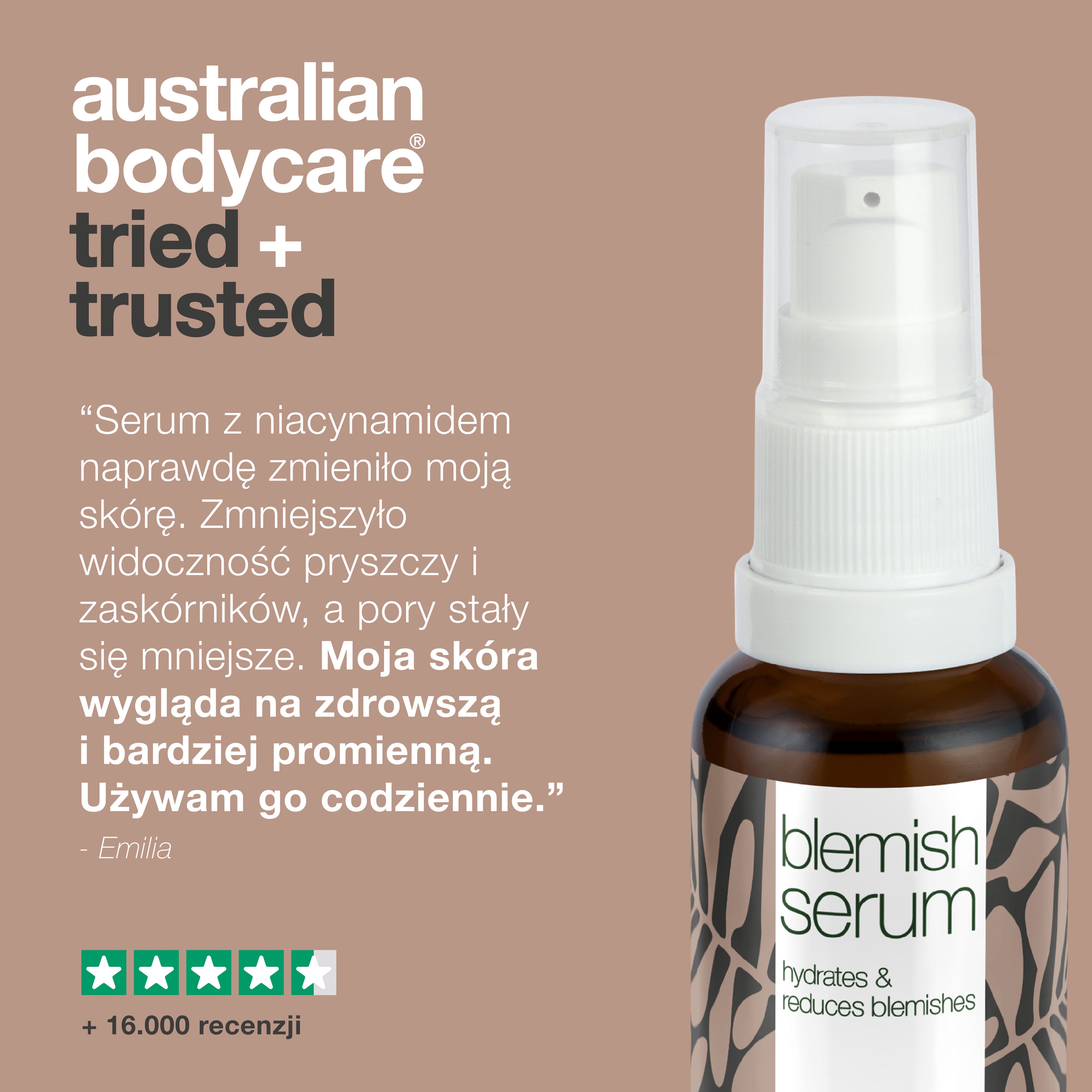 Serum z niacynamidem na pryszcze i zaskórniki - z 10% niacynamidem, 1% cynkiem i olejkiem z drzewa herbacianego na pryszcze, zaskórniki i wypryski