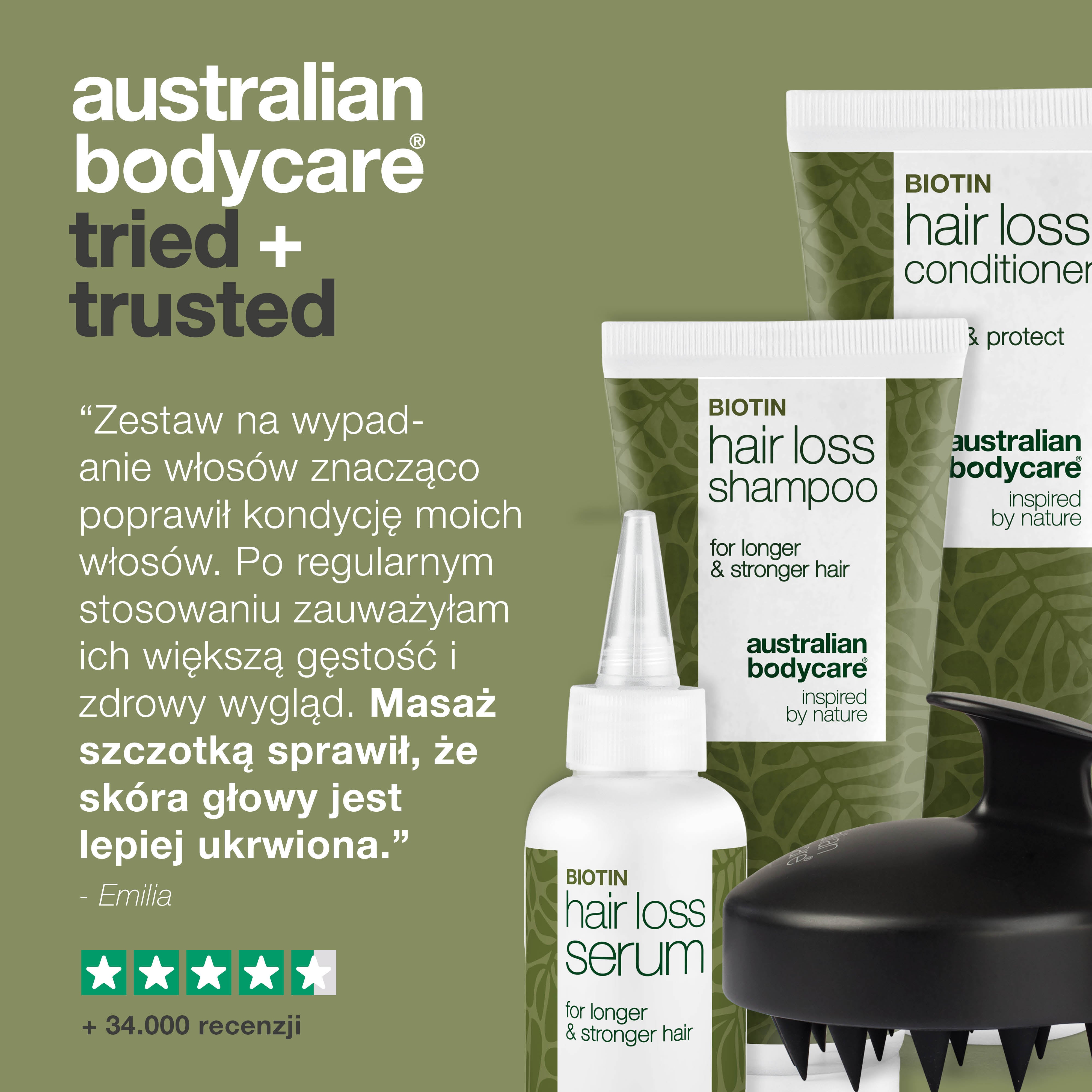 Zestaw na wypadanie włosów — 4 produkty na wypadanie włosów