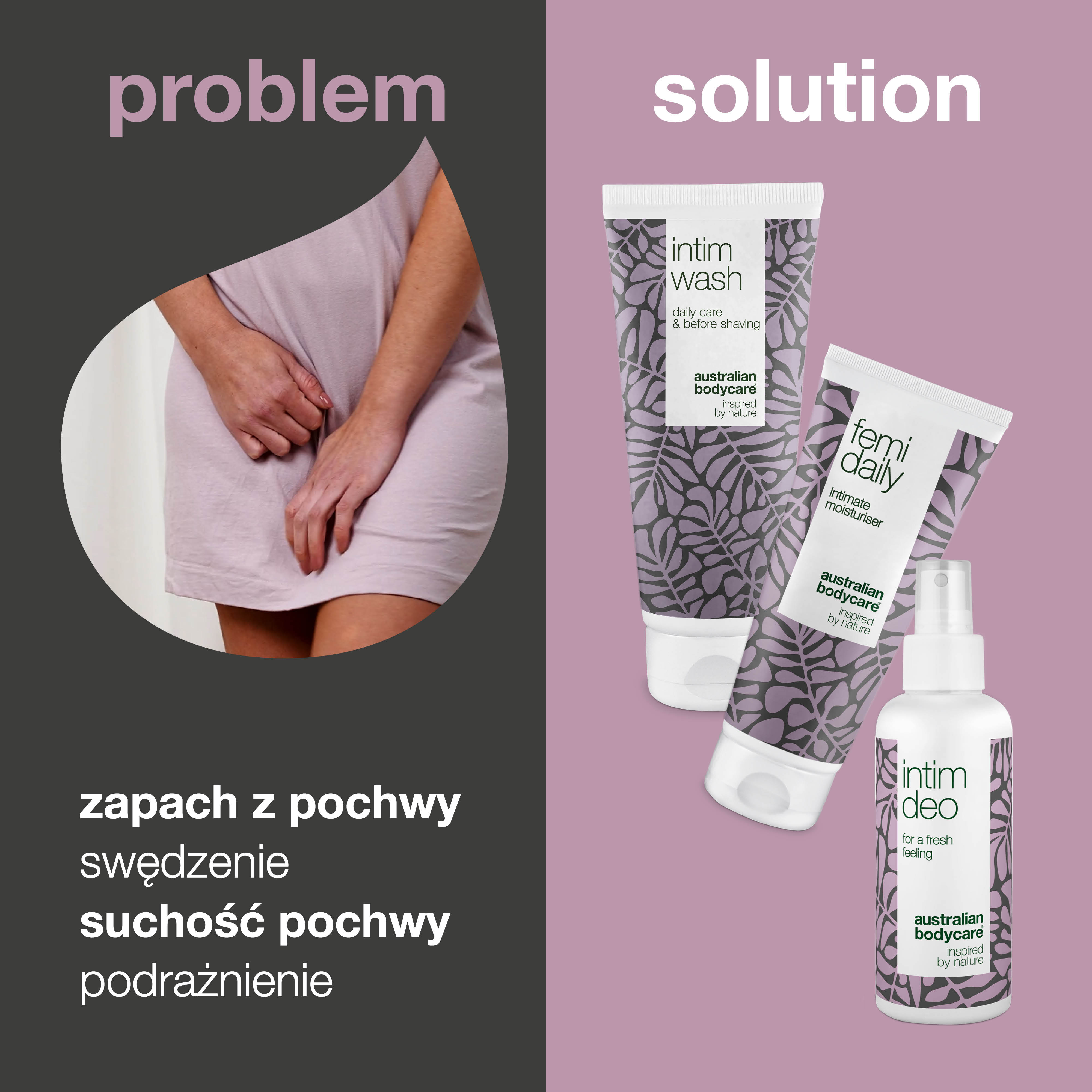 Zestaw do higieny intymnej przeciw nieprzyjemnym zapachom z pochwy - 3 produkty intymne przeciw niechcianym zapachom i podrażnieniom okolic intymnych