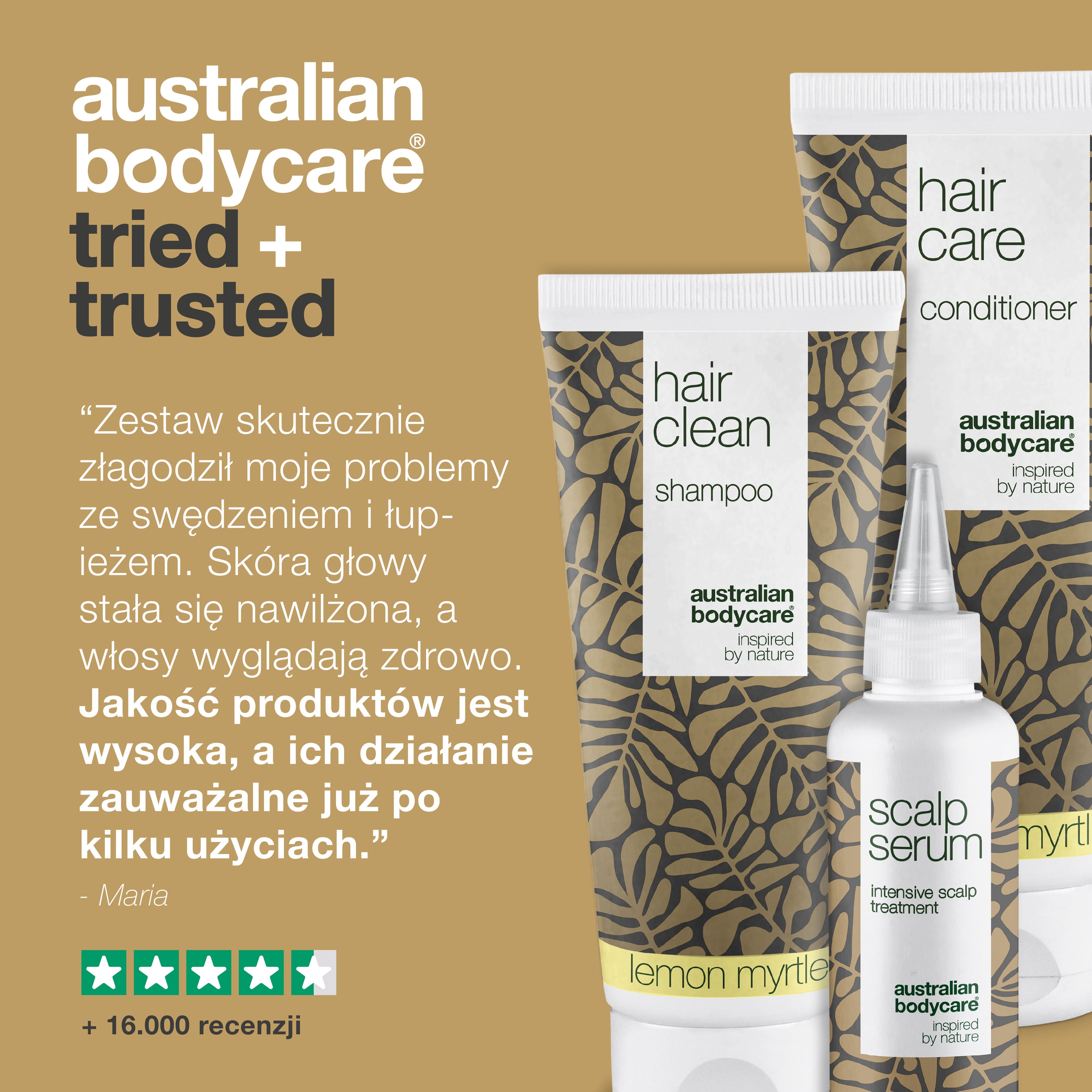 Zestaw do pielęgnacji skóry głowy z mirtem cytrynowym - 3 produkty z olejkiem z drzewa herbacianego i mirtem cytrynowym na łupież i suchą skórę głowy