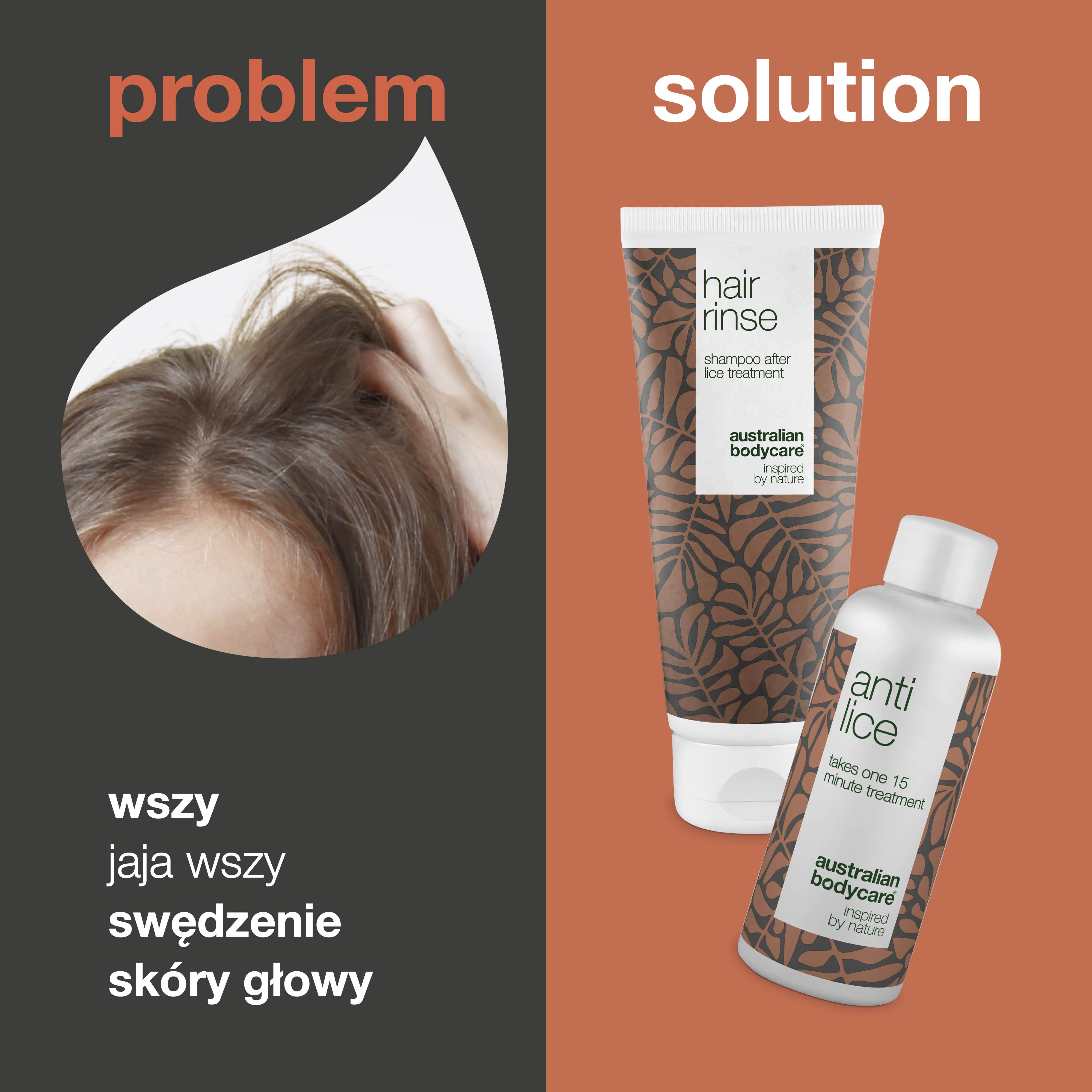 2 produkty do leczenia wszy — leczenie wszy i szampon zapobiegający wszom