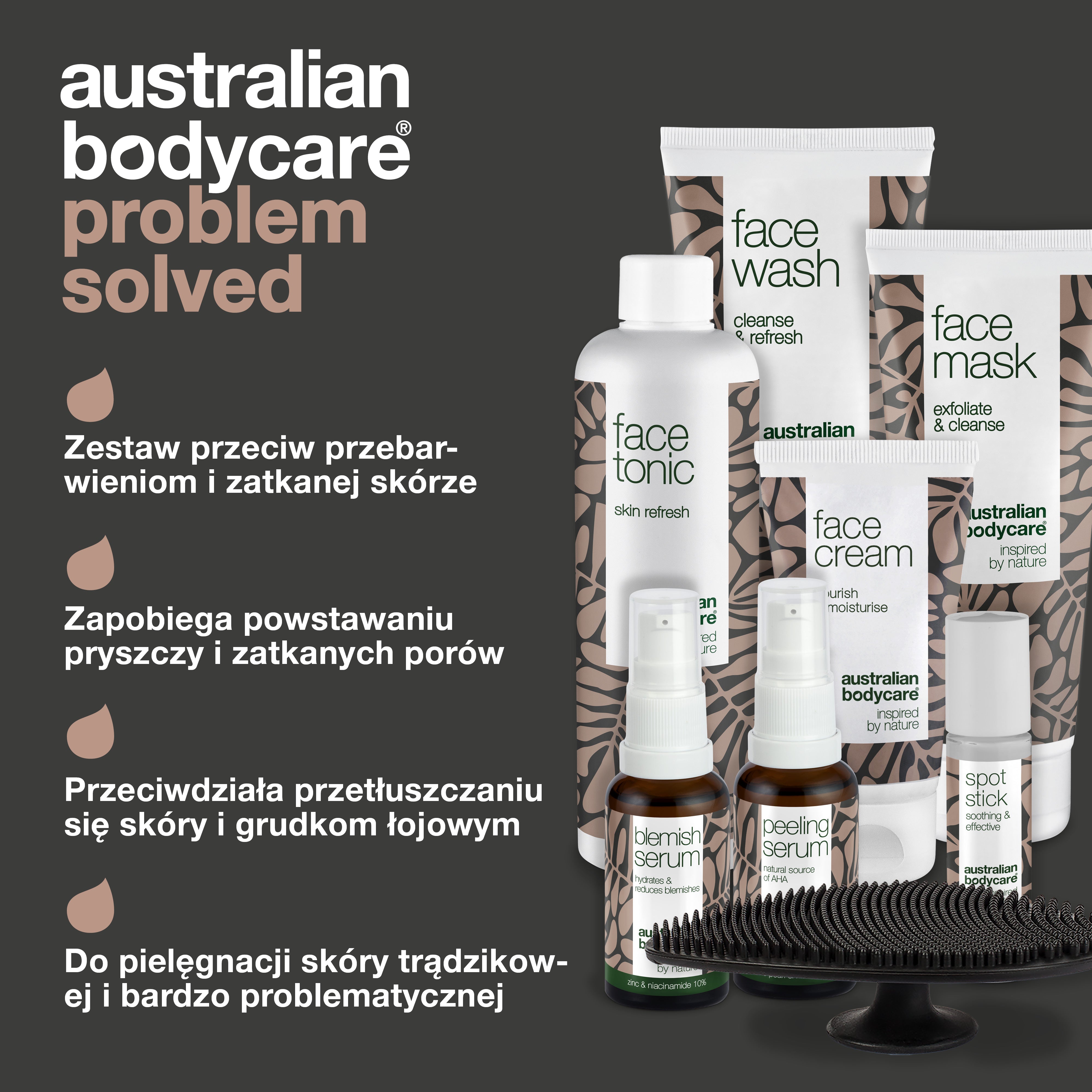 Kompletny zestaw pielęgnacyjny na wypryski i zatkaną skórę - 8 produktów do skóry tłustej, zaskórników, zaskórników i wyprysków
