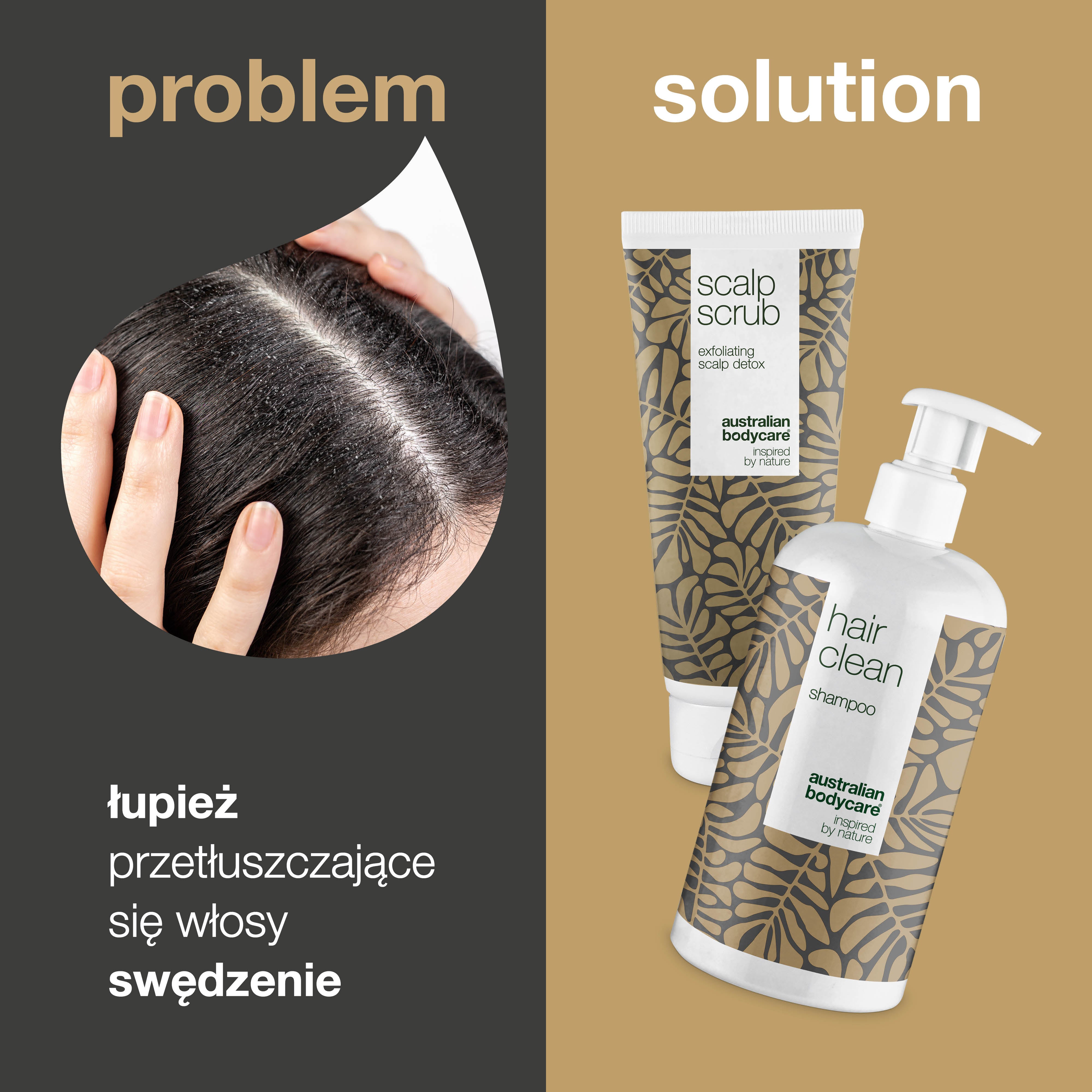 2 produkty do włosów przetłuszczających się  — Szampon i peeling z olejkiem z drzewa herbacianego do tłustej skóry głowy i włosów