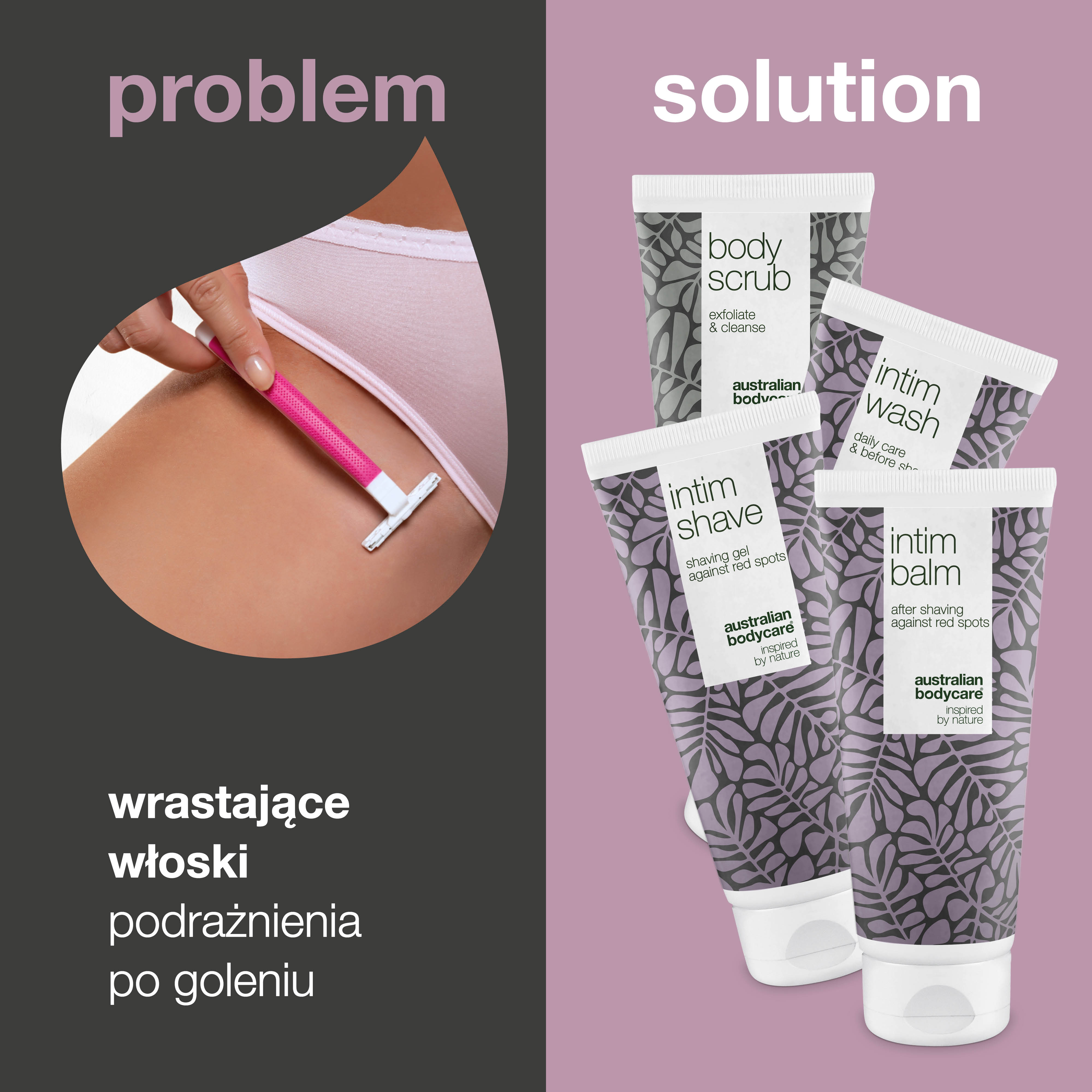 Zestaw 4 produktów do golenia intymnego - przeciw zaczerwienieniom i wrastającym włoskom