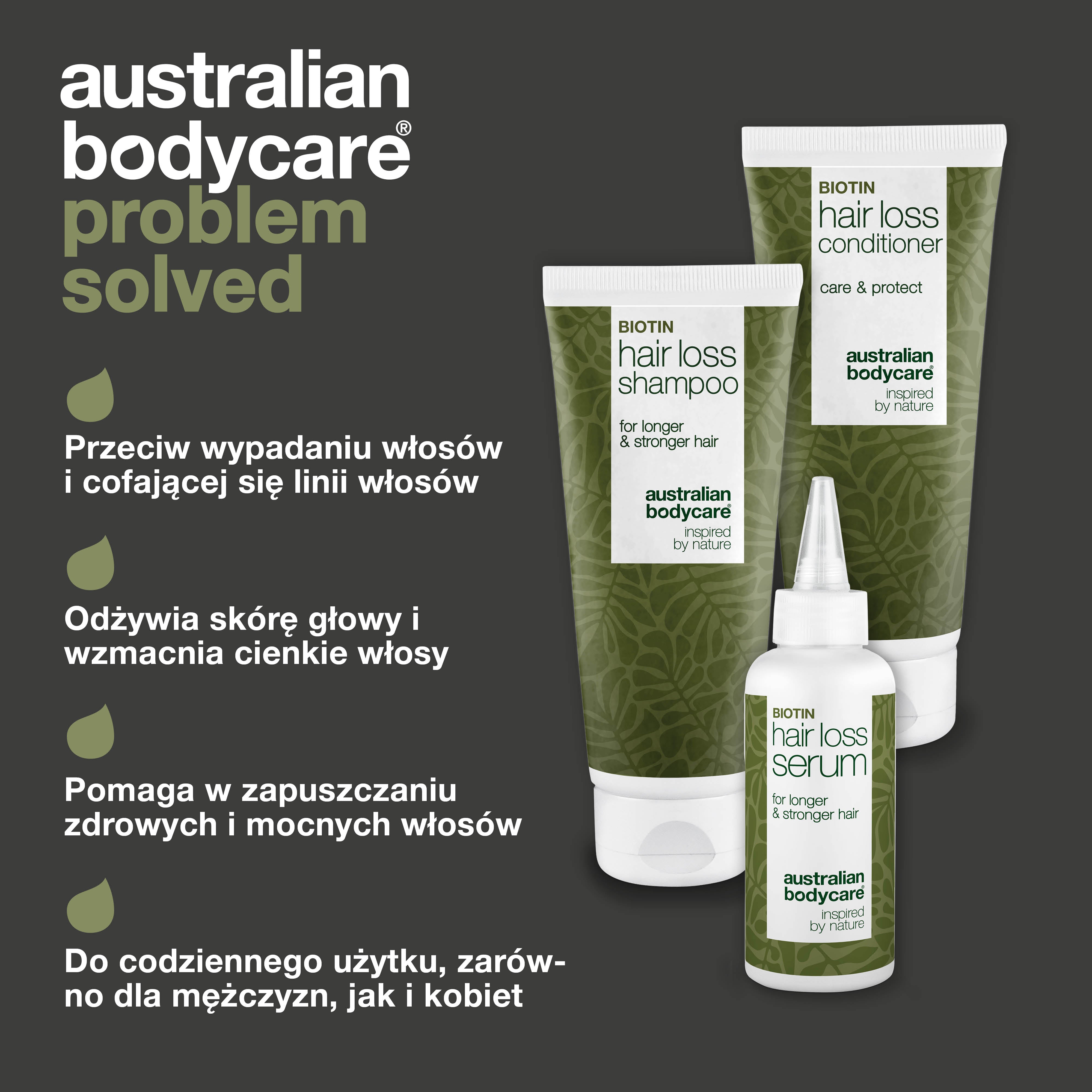 Zestaw przeciw wypadaniu włosów z biotyną i Capilia Longa — 3 produkty do włosów cienkich, delikatnych z tendencją do wypadania