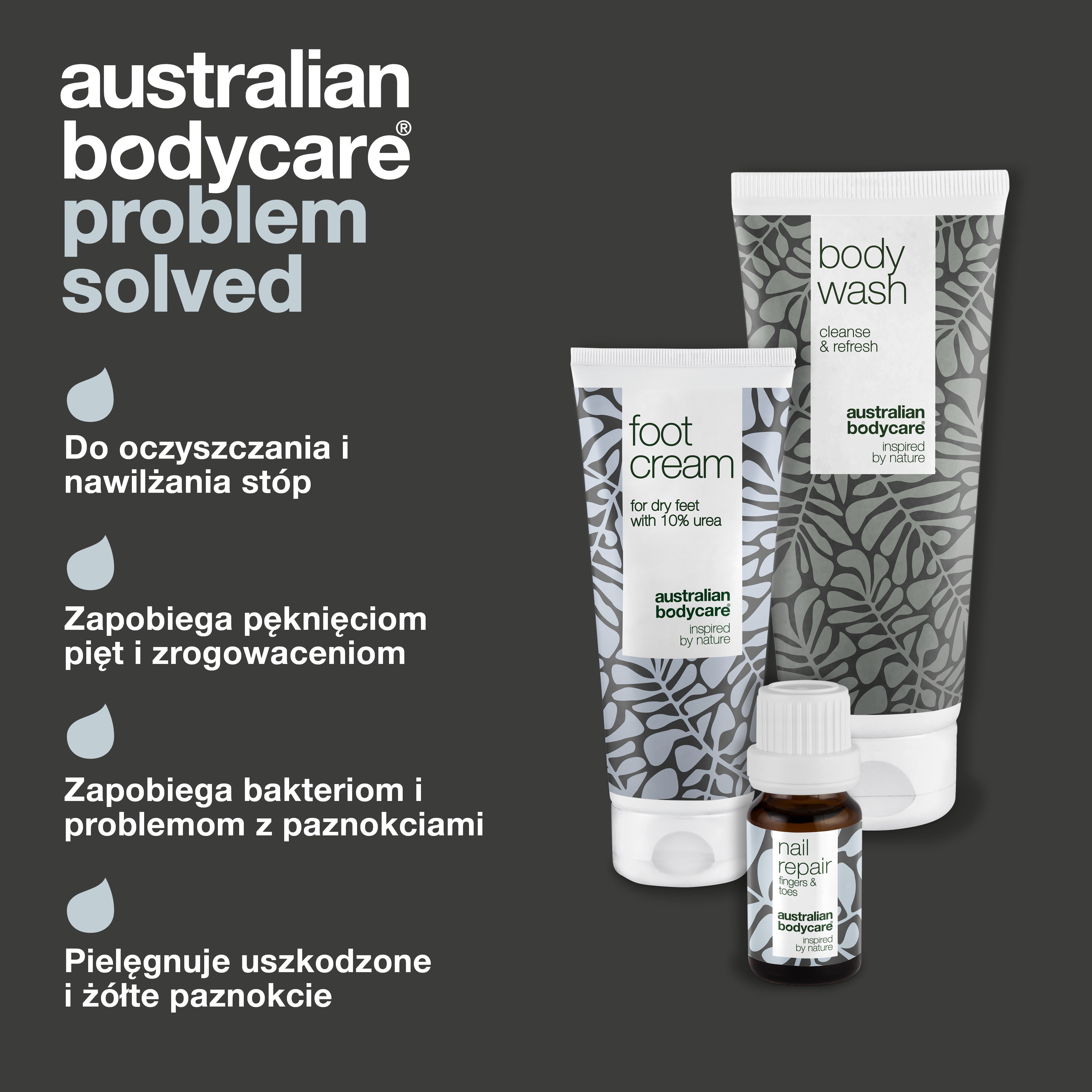 Zestaw do pielęgnacji stóp — 3 produkty do codziennej pielęgnacji suchych stóp i żółtych paznokci