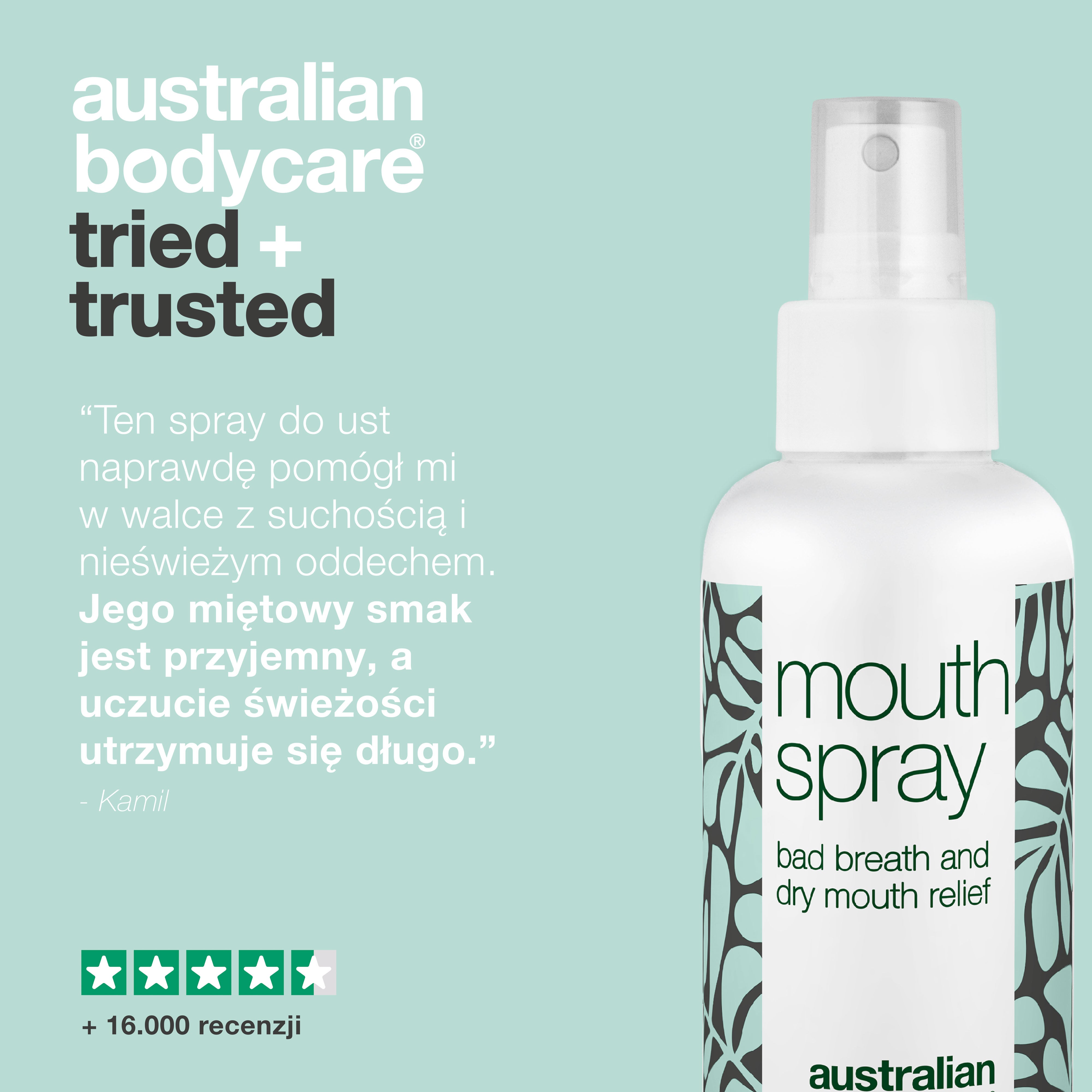 Odświeżający spray do ust na nieświeży oddech i suchość w ustach — Kojący i odświeżający spray do ust na język i dziąsła z naturalnymi składnikami. Utrzymuje świeżość i nawilżenie jamy ustnej, skutecznie zwalczając nieświeży oddech i suchość w ustach.
