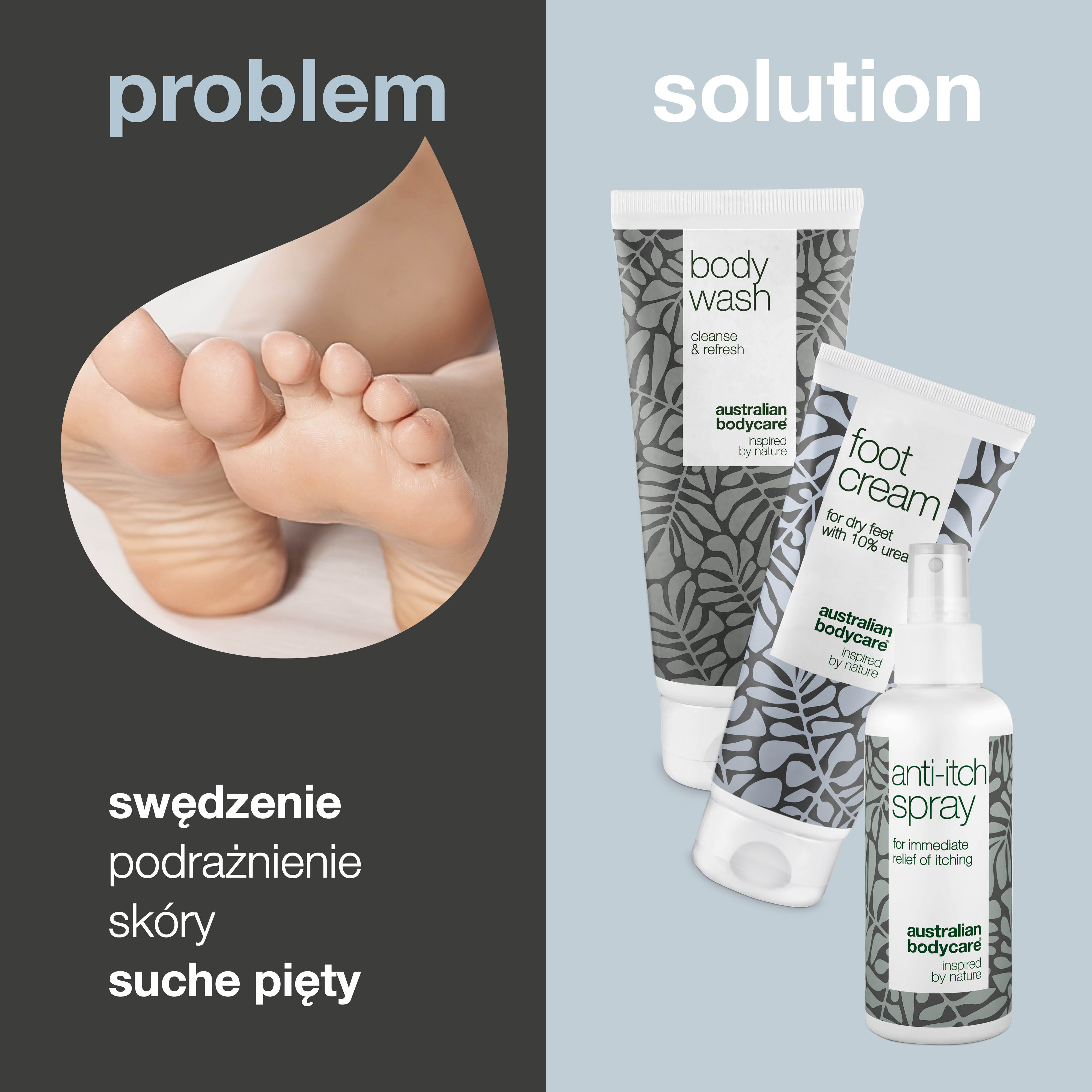 3 produkty na swędzące stopy - Zestaw do codziennej pielęgnacji swędzących stóp