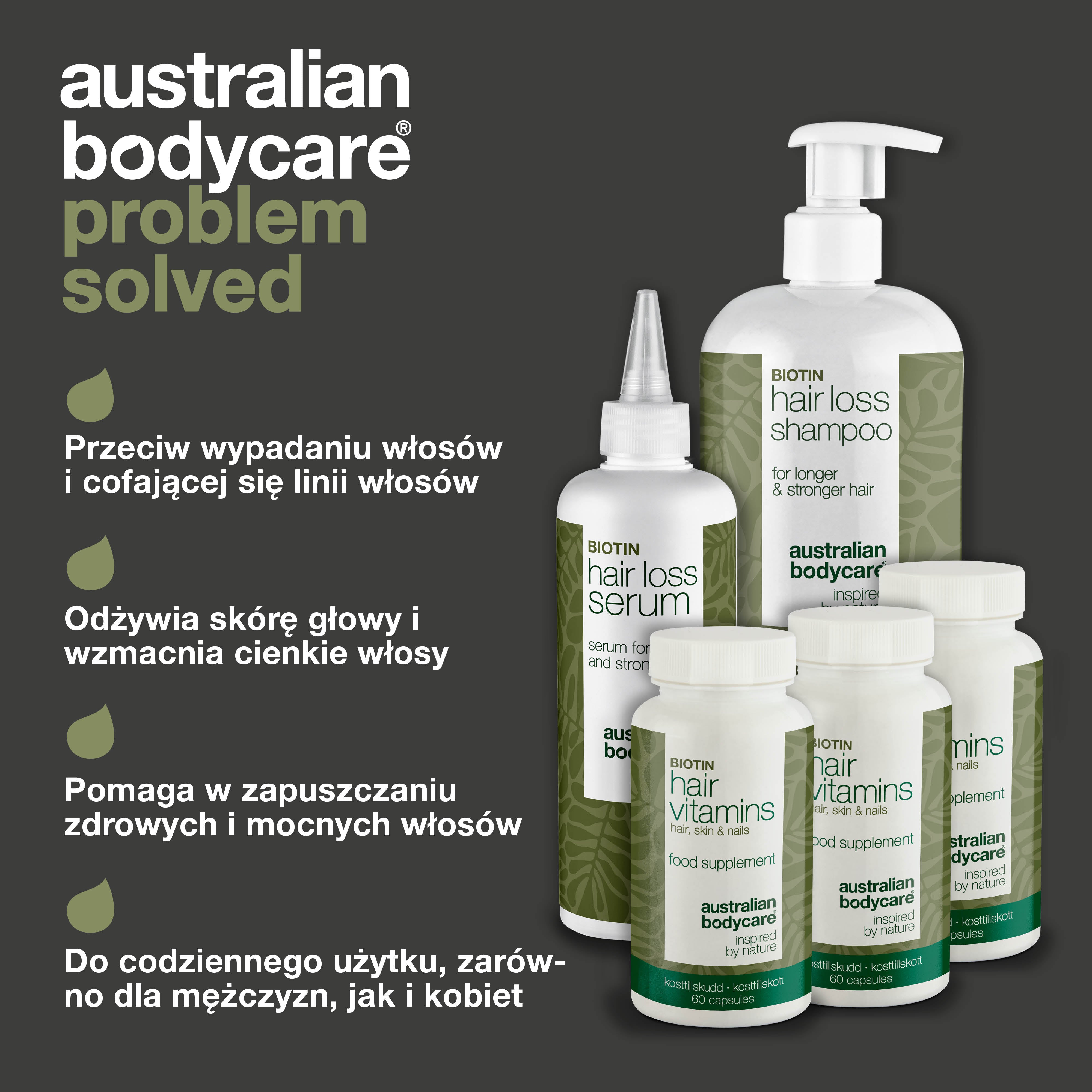 Zestaw XL przeciw wypadaniu włosów — 5 produktów przeciw wypadaniu włosów z biotyną na przerzedzające się włosy