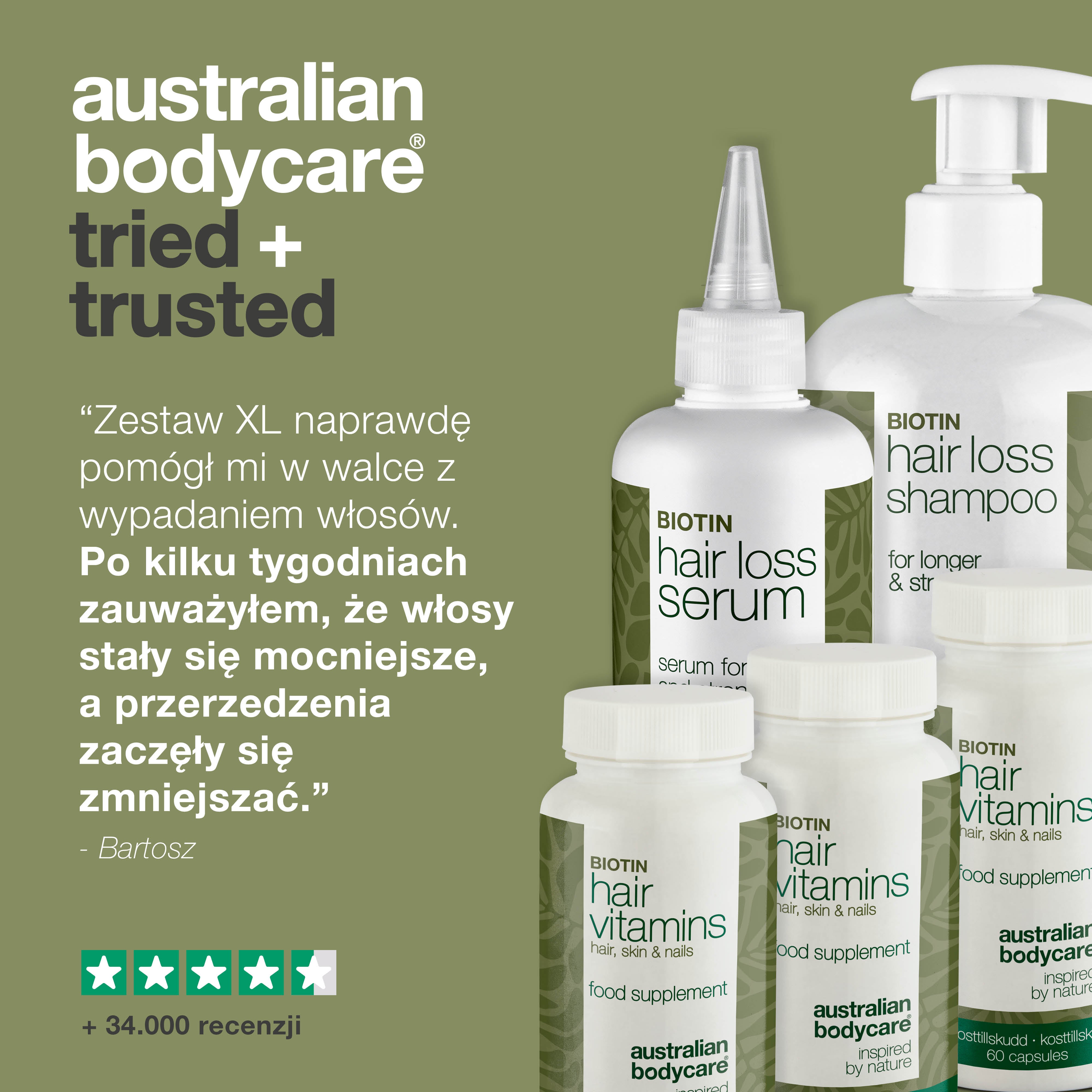 Zestaw XL przeciw wypadaniu włosów — 5 produktów przeciw wypadaniu włosów z biotyną na przerzedzające się włosy