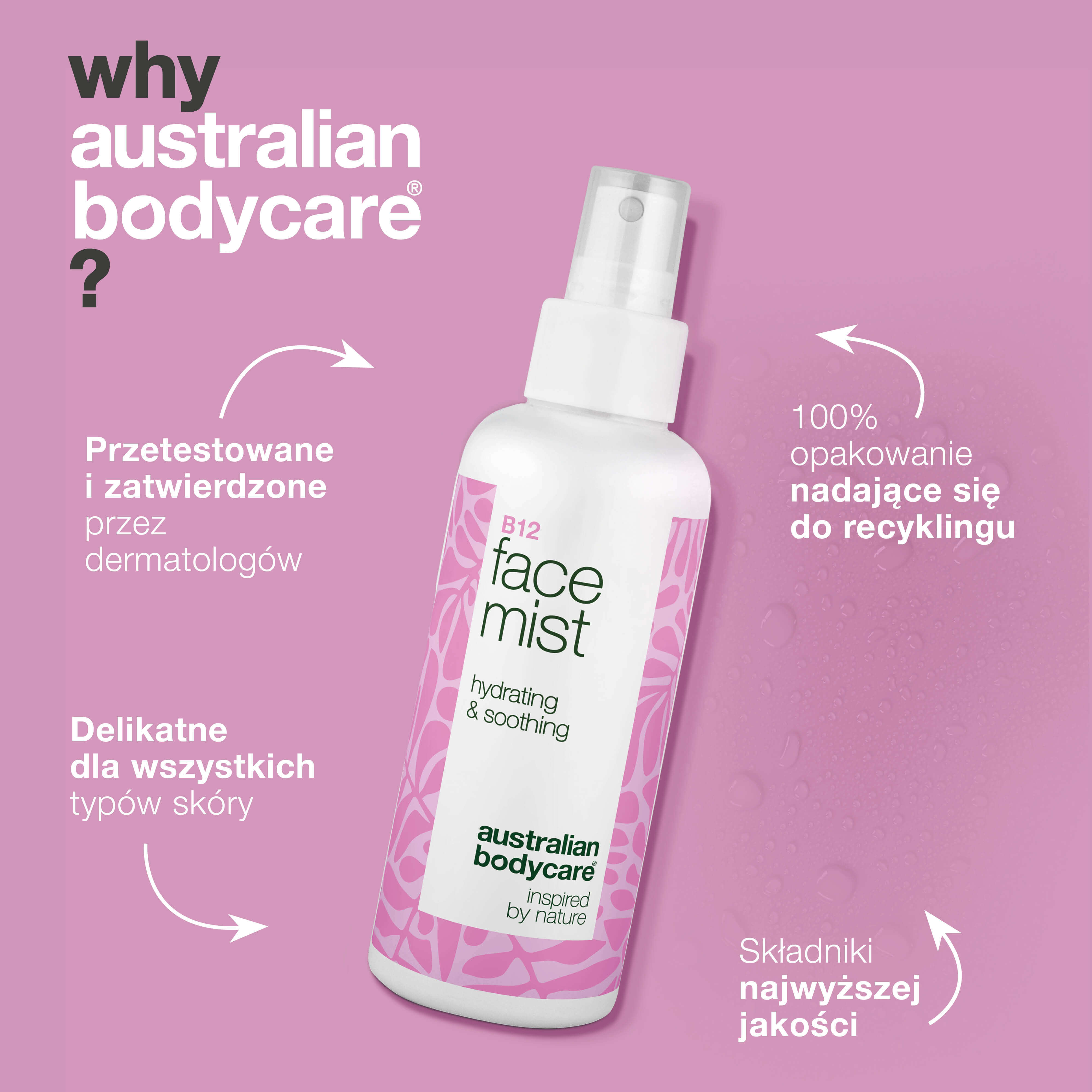 B12 Face Mist – Nawilżający spray dla świeżej i promiennej skóry – B12 Face Mist nawilża i odświeża skórę. Idealny do codziennego użytku lub do szybkiego ładowania w ciągu dnia.