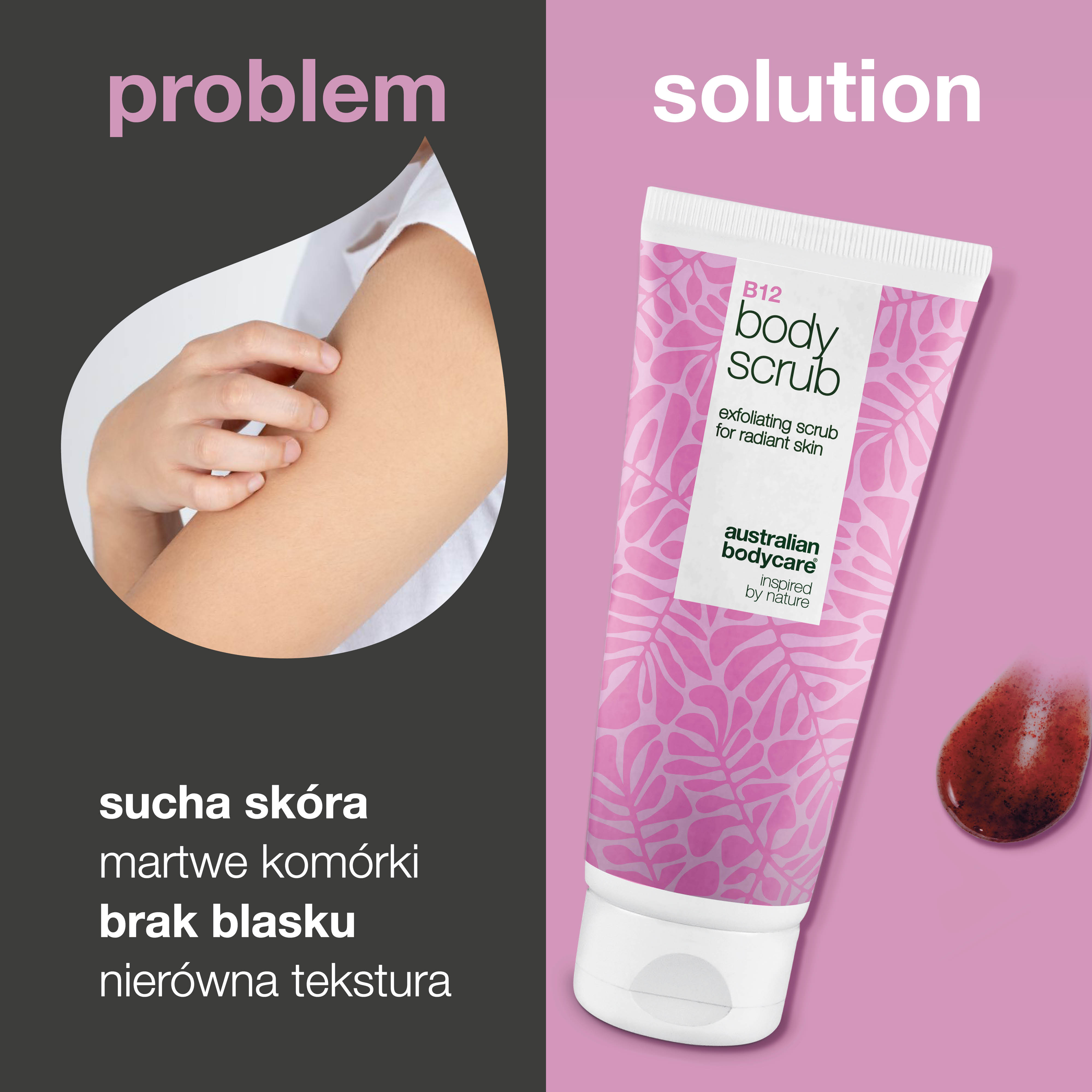 Peeling do ciała B12 – Złuszcza i nawilża, zapewniając gładką, promienną skórę – Odkryj odnowioną skórę za pomocą peelingu do ciała B12. Złuszcza i nawilża, zapewniając miękkie, lśniące wykończenie.