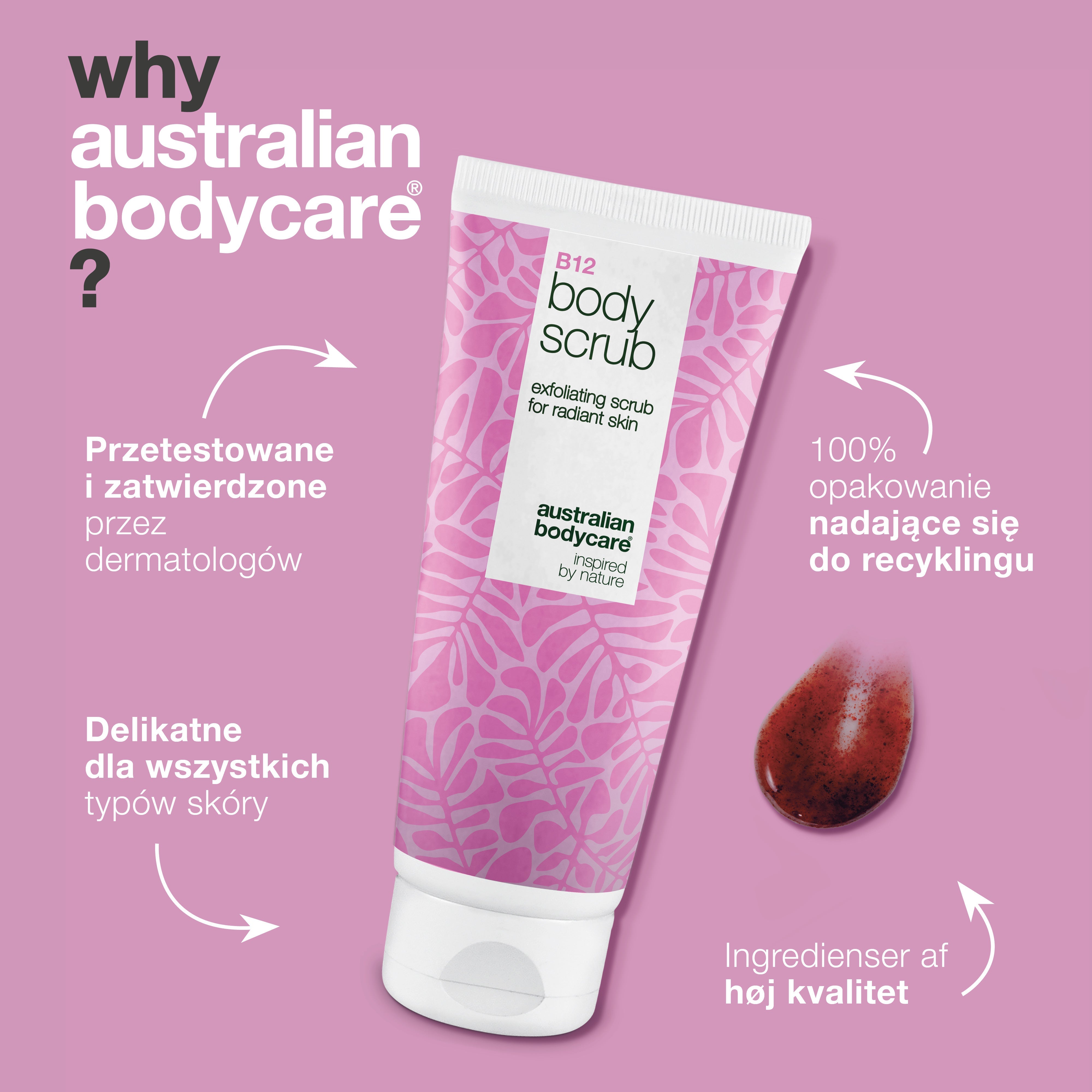Peeling do ciała B12 – Złuszcza i nawilża, zapewniając gładką, promienną skórę – Odkryj odnowioną skórę za pomocą peelingu do ciała B12. Złuszcza i nawilża, zapewniając miękkie, lśniące wykończenie.