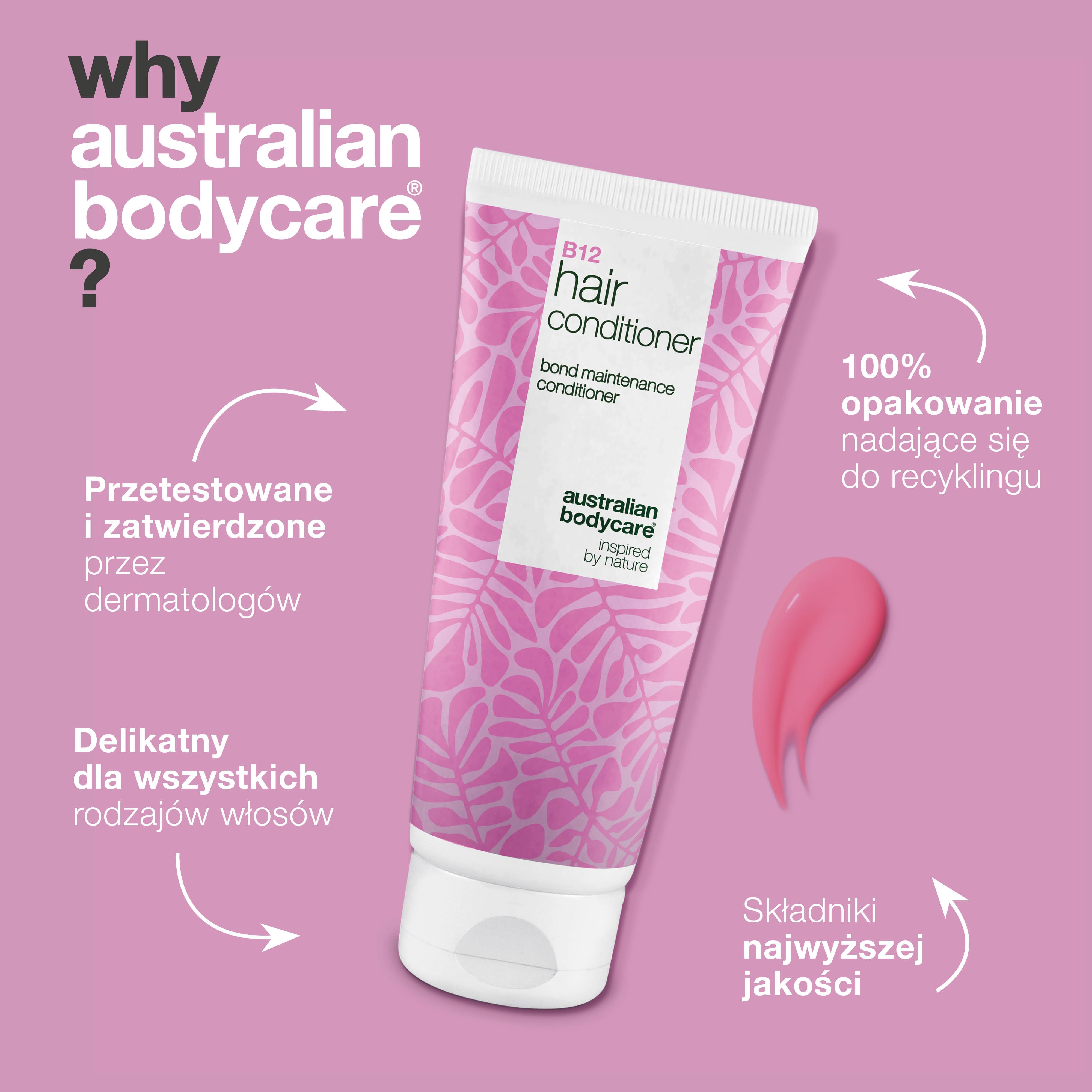 Odżywka do włosów Witamina B12 z efektem bond – wzmacnia i regeneruje suche, zniszczone włosy.