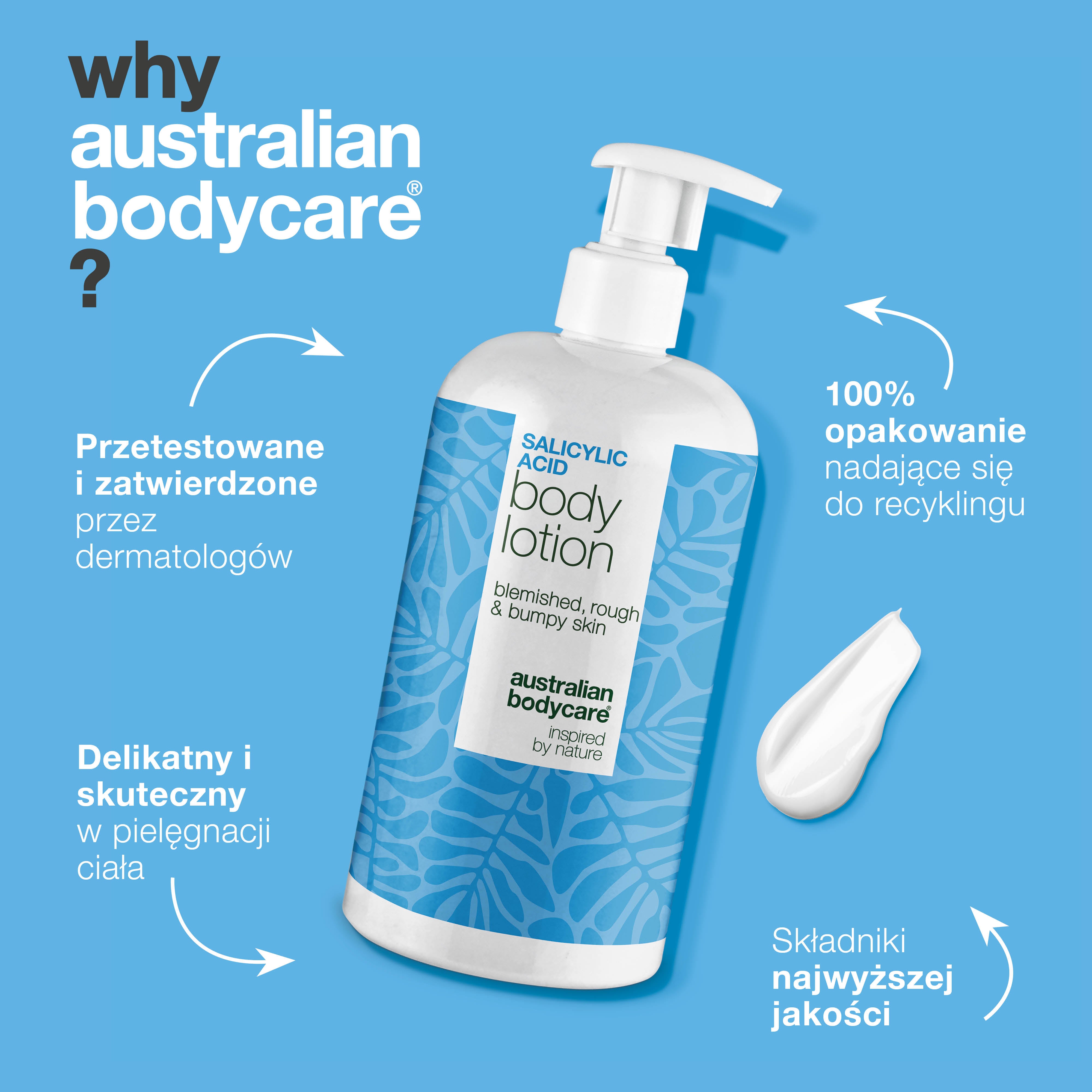 Balsam do ciała z kwasem salicylowym – skóra sucha i szorstka — Balsam z kwasem salicylowym, który złuszcza, nawilża i wygładza suchą oraz szorstką skórę. Idealny do codziennej pielęgnacji.