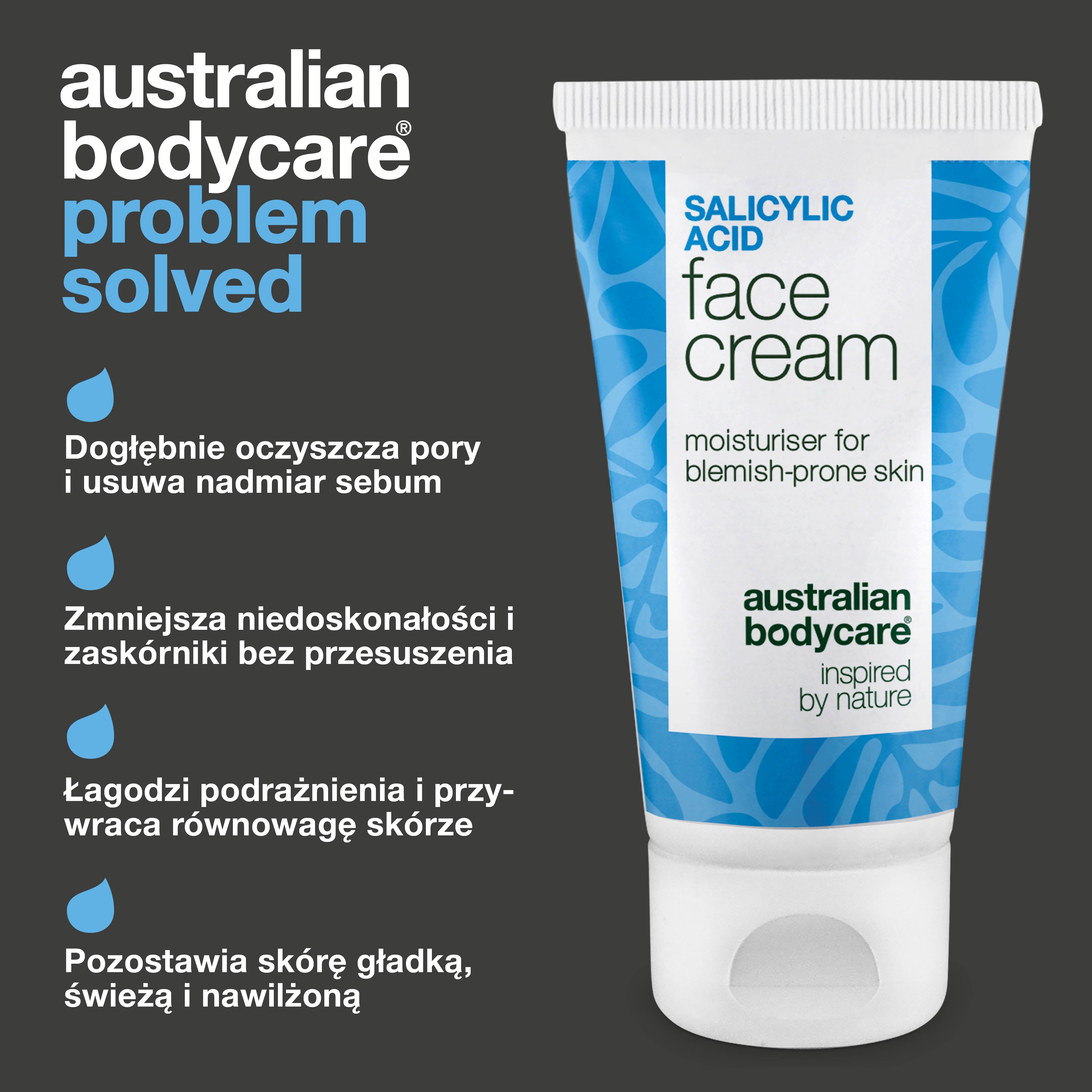 Krem do twarzy z kwasem salicylowym – redukuje wypryski i zaskórniki, oczyszcza pory i ogranicza sebum
