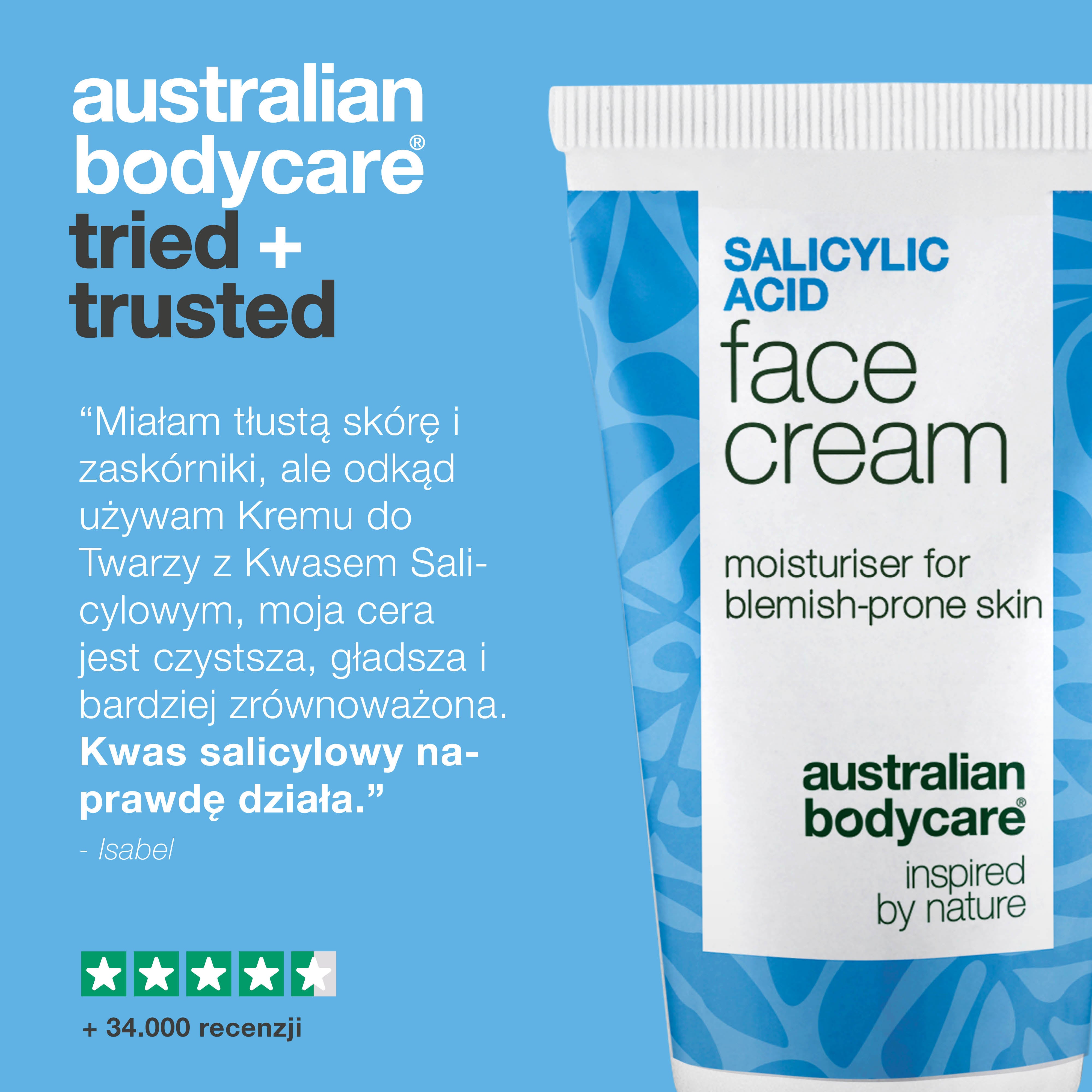 Krem do twarzy z kwasem salicylowym – redukuje wypryski i zaskórniki, oczyszcza pory i ogranicza sebum