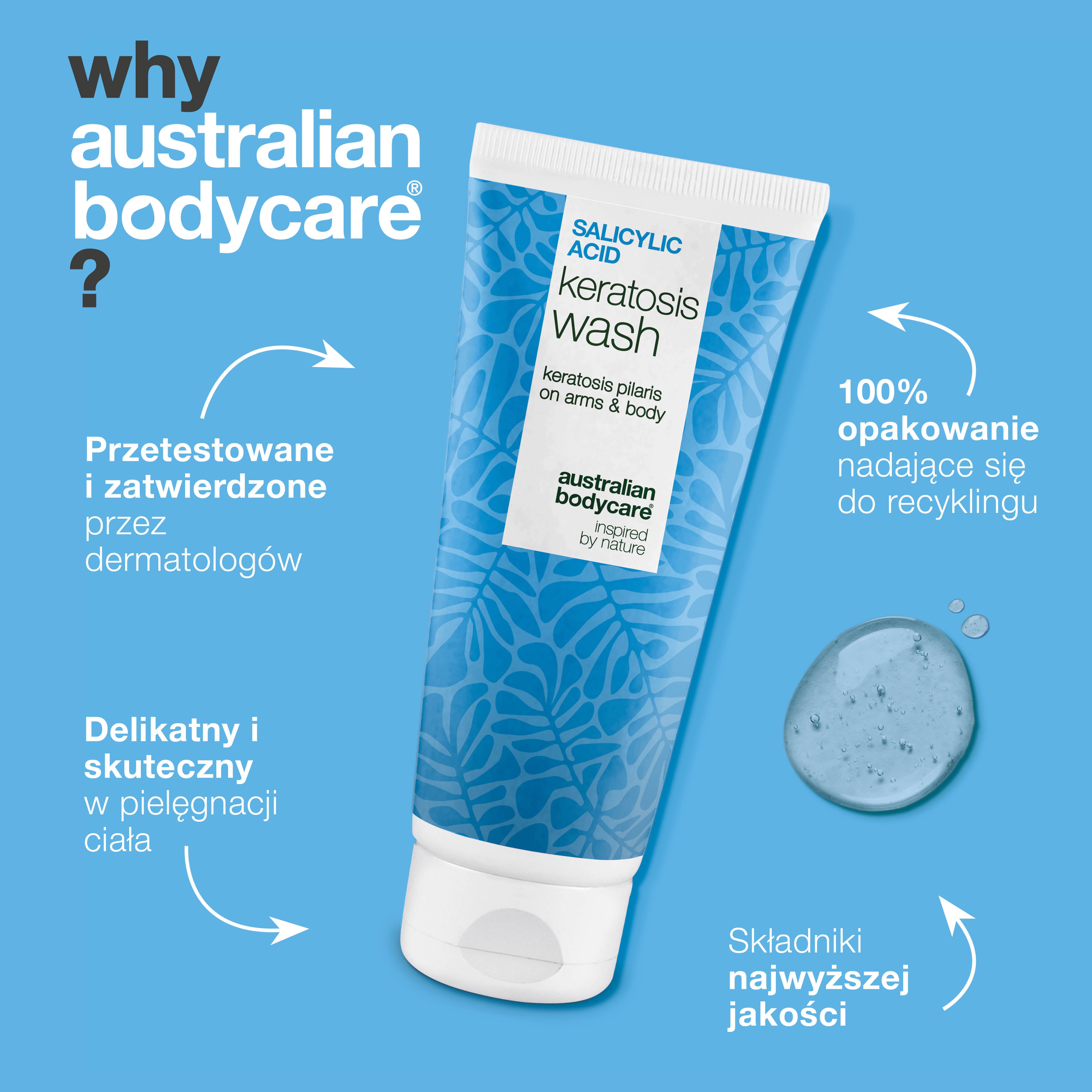 Keratosis Pilaris Body Wash na rogowacenie mieszkowe, zatkane pory i zaczerwienienia. Z kwasem salicylowym, niacynamidem, cynkiem PCA i witaminą E.