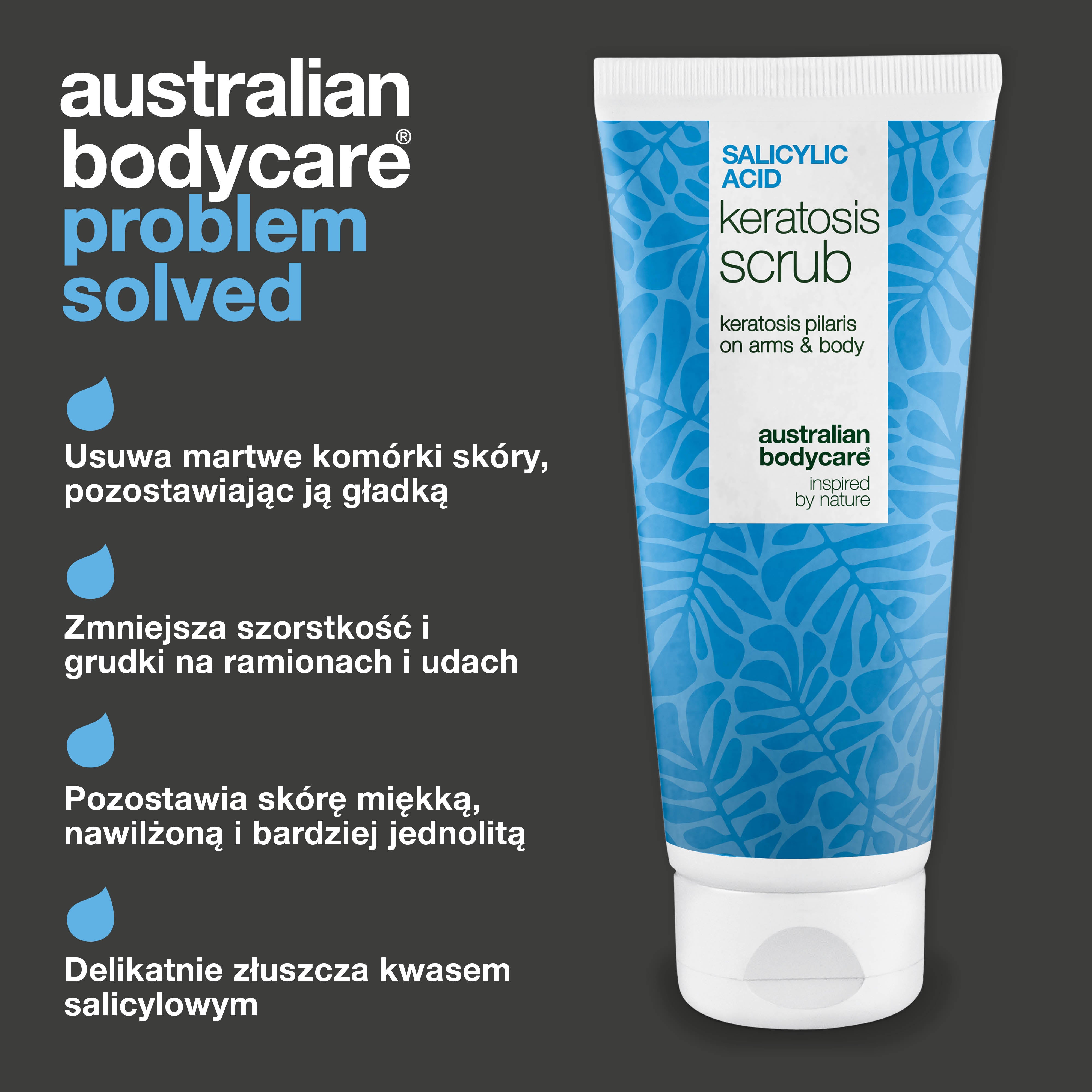 Peeling do ciała Keratosis Pilaris usuwa martwy naskórek i redukuje grudki. Wygładza skórę dzięki kwasowi salicylowemu, glicerynie i alantoinie.