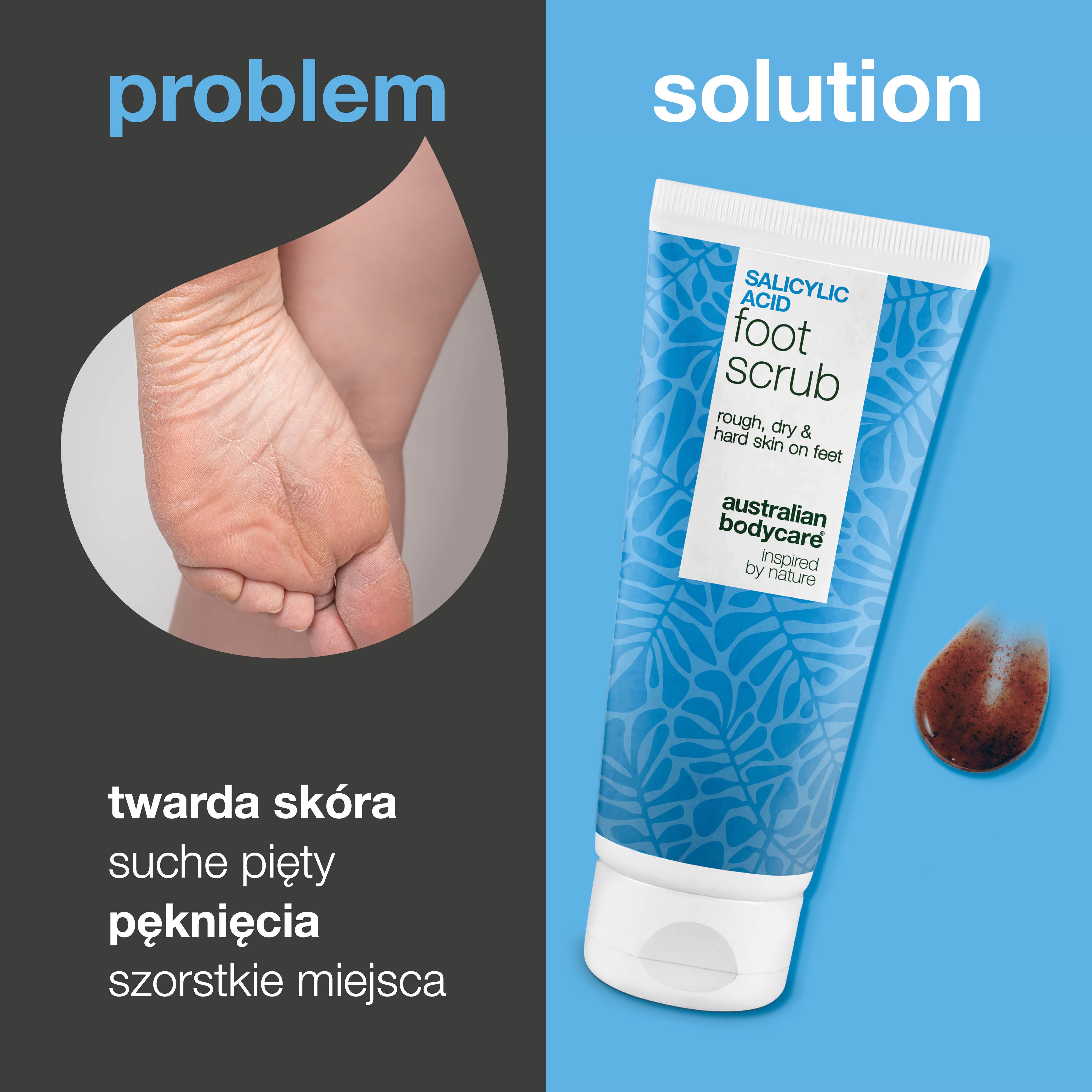 Peeling do stóp z kwasem salicylowym na suchą i szorstką skórę