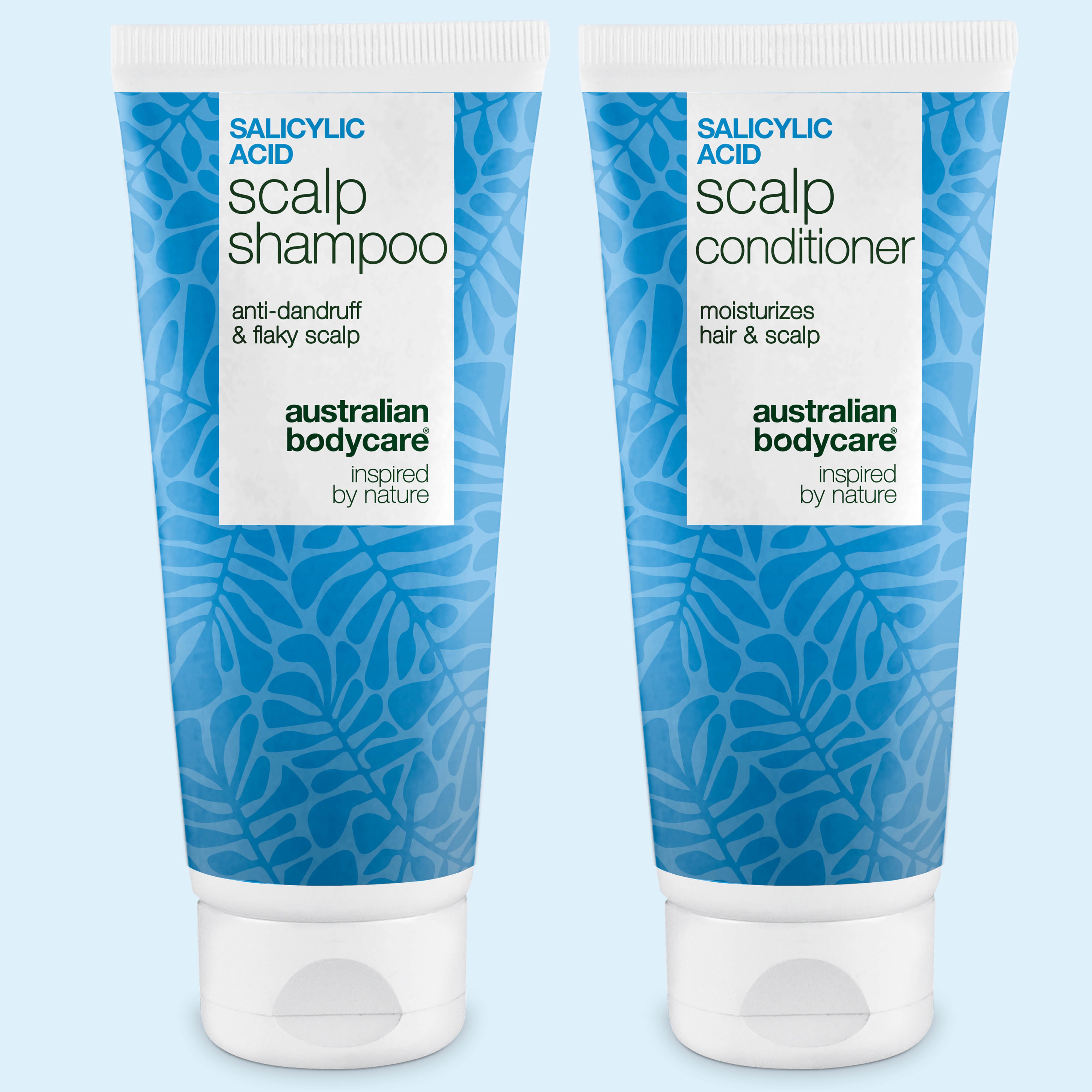 Zestaw na łupież i suchą skórę głowy: szampon i odżywka z kwasem salicylowym od Australian Bodycare