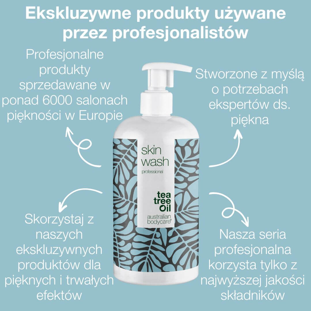 Płyn do mycia ciała z Tea Tree olejkiem — Profesjonalny płyn do mycia ciała przeciw pryszczom i zanieczyszczonej skórze