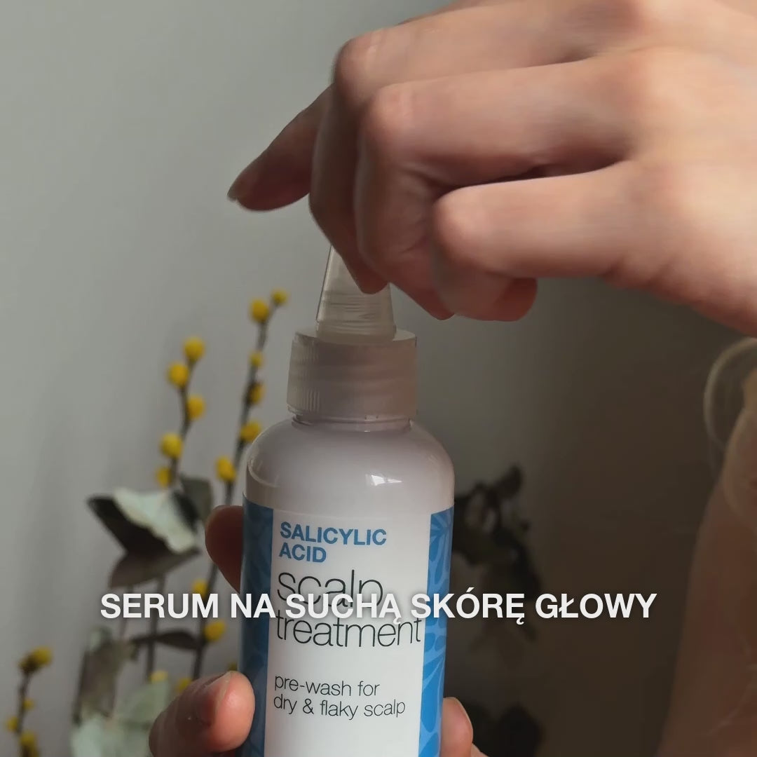 Kuracja z kwasem salicylowym na łupież i swędzenie — Kuracja z kwasem salicylowym łagodzi świąd, łupież i tłustość. Używaj przed myciem dla głębokiego złuszczania kwasem salicylowym.