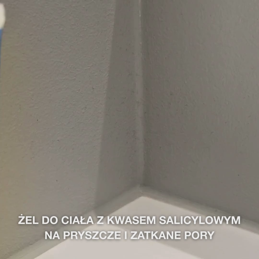 Żel do mycia ciała z kwasem salicylowym na niedoskonałości skóry pleców i pośladków. Formuła z kwasem salicylowym, niacynamidem i cynkiem PCA.